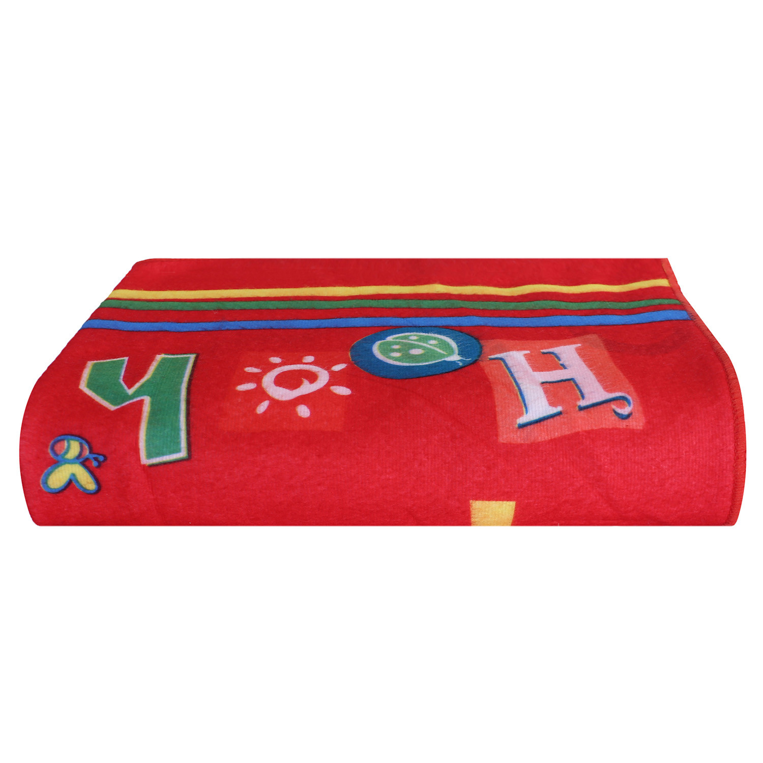 Kuber Industries Kids Bath Towel|Soft Cotton & Sides Stitched Baby Towel|Microfibered Winnie the Pooh and Piglet Pattern Toddler Towel,55x26 Inch (Red)