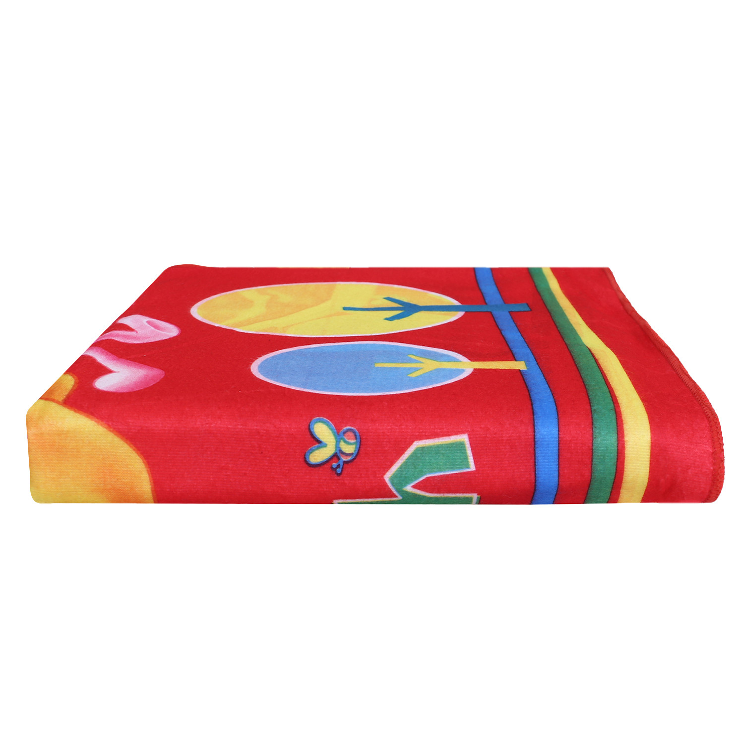 Kuber Industries Kids Bath Towel|Soft Cotton & Sides Stitched Baby Towel|Microfibered Winnie the Pooh and Piglet Pattern Toddler Towel,55x26 Inch (Red)