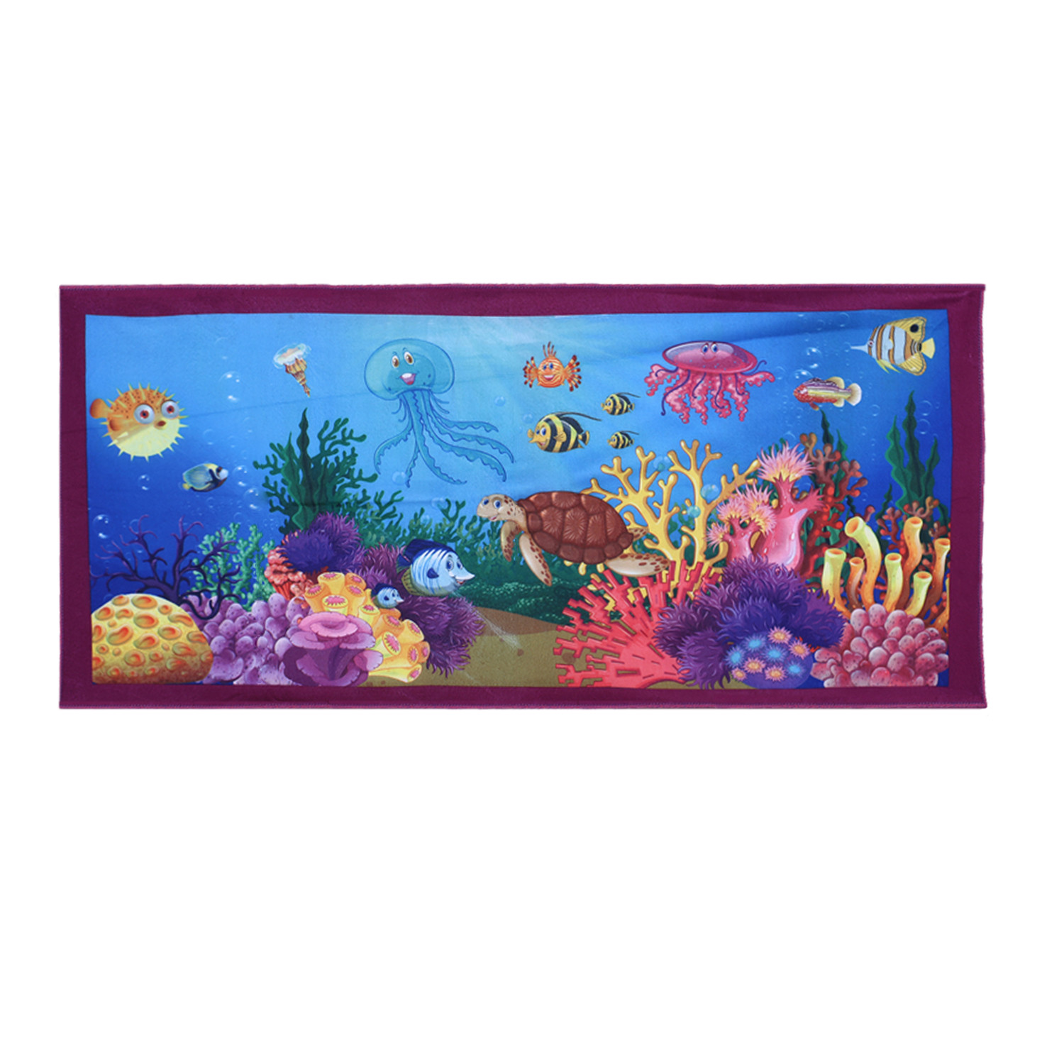 Kuber Industries Kids Bath Towel|Soft Cotton & Sides Stitched Baby Towel|Super Absorbent Ocean & Aquarium Print Towel for Infants,Pack of 2 (Multicolor)