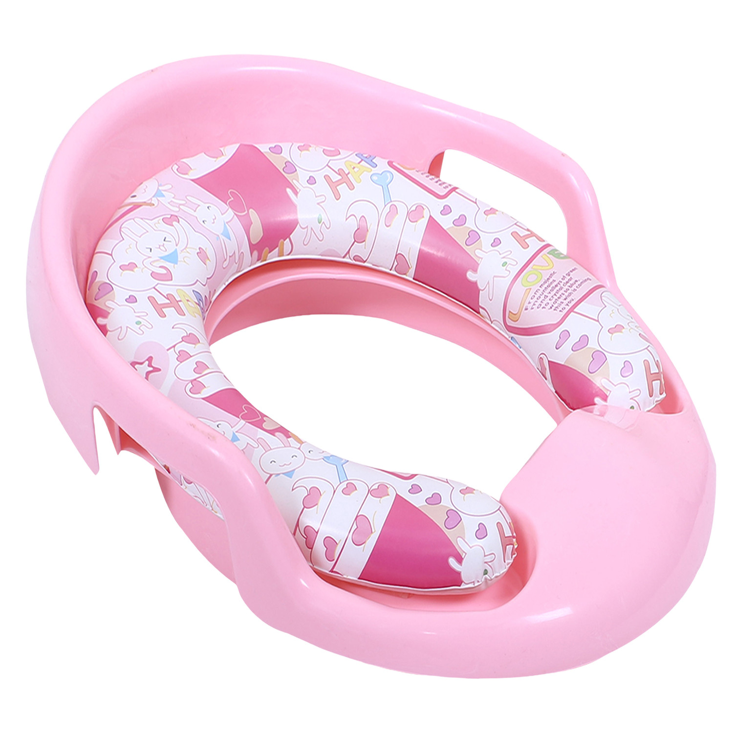 Kuber Industries Kids Potty Seat | Plastic Cushioned Potty Seat | Kids Toilet Seat with Handle | Potty Training Seat for Kids | Cushioned Toilet Stand for Kids | Pink