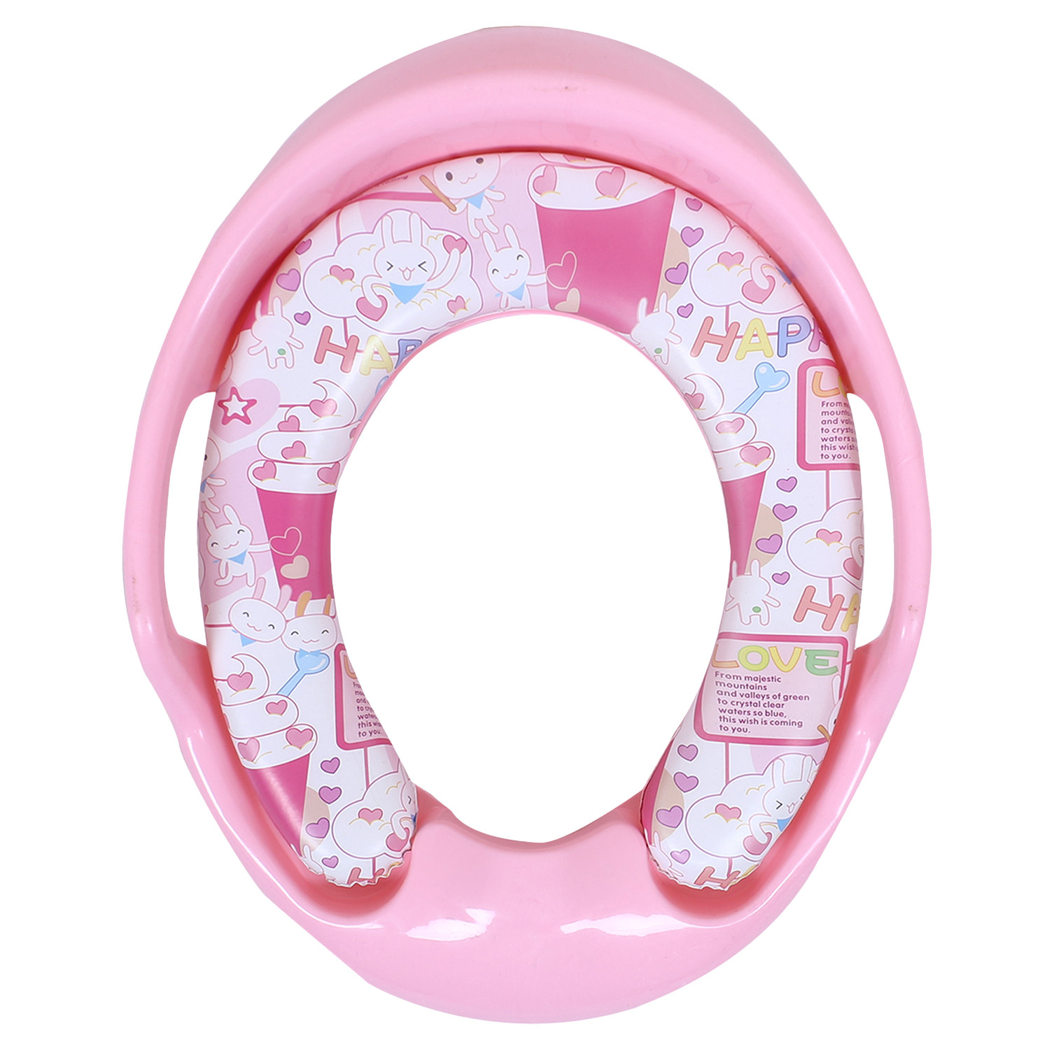 Kuber Industries Kids Potty Seat | Plastic Cushioned Potty Seat | Kids Toilet Seat with Handle | Potty Training Seat for Kids | Cushioned Toilet Stand for Kids | Pink