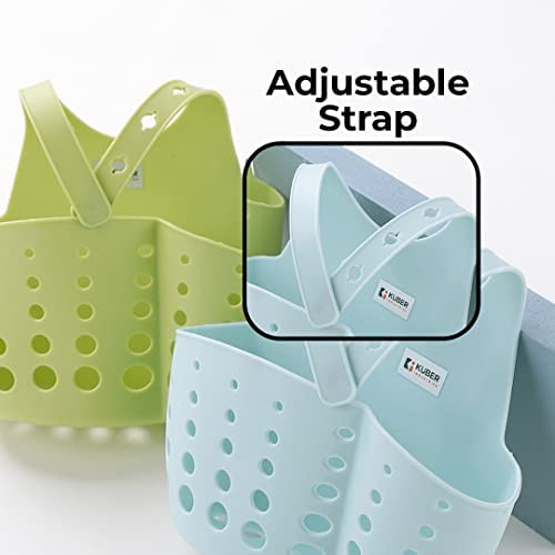 Kuber Industries Kitchen & Bathroom Organizer|Multipurpose Basket Shelf For Kitchen & Bathroom|Premium TPR|Adjustable Snap Fastener|Non-Toxic & Odor-less|Flexible & Durable|Smart Drainage Holes|Pack of 2|TM15008|Multicolor