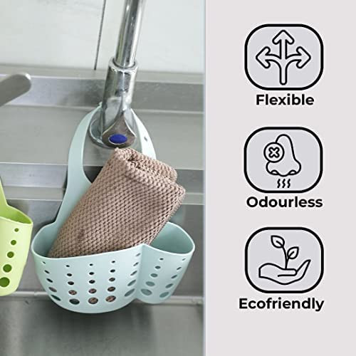 Kuber Industries Kitchen & Bathroom Organizer|Multipurpose Basket Shelf For Kitchen & Bathroom|Premium TPR|Adjustable Snap Fastener|Non-Toxic & Odor-less|Flexible & Durable|Smart Drainage Holes|Pack of 2|TM15008|Multicolor