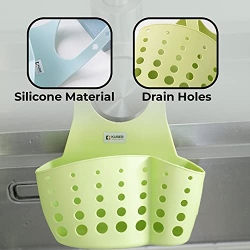 Kuber Industries Kitchen & Bathroom Organizer|Multipurpose Basket Shelf For Kitchen & Bathroom|Premium TPR|Adjustable Snap Fastener|Non-Toxic & Odor-less|Flexible & Durable|Smart Drainage Holes|Pack of 2|TM15008|Multicolor