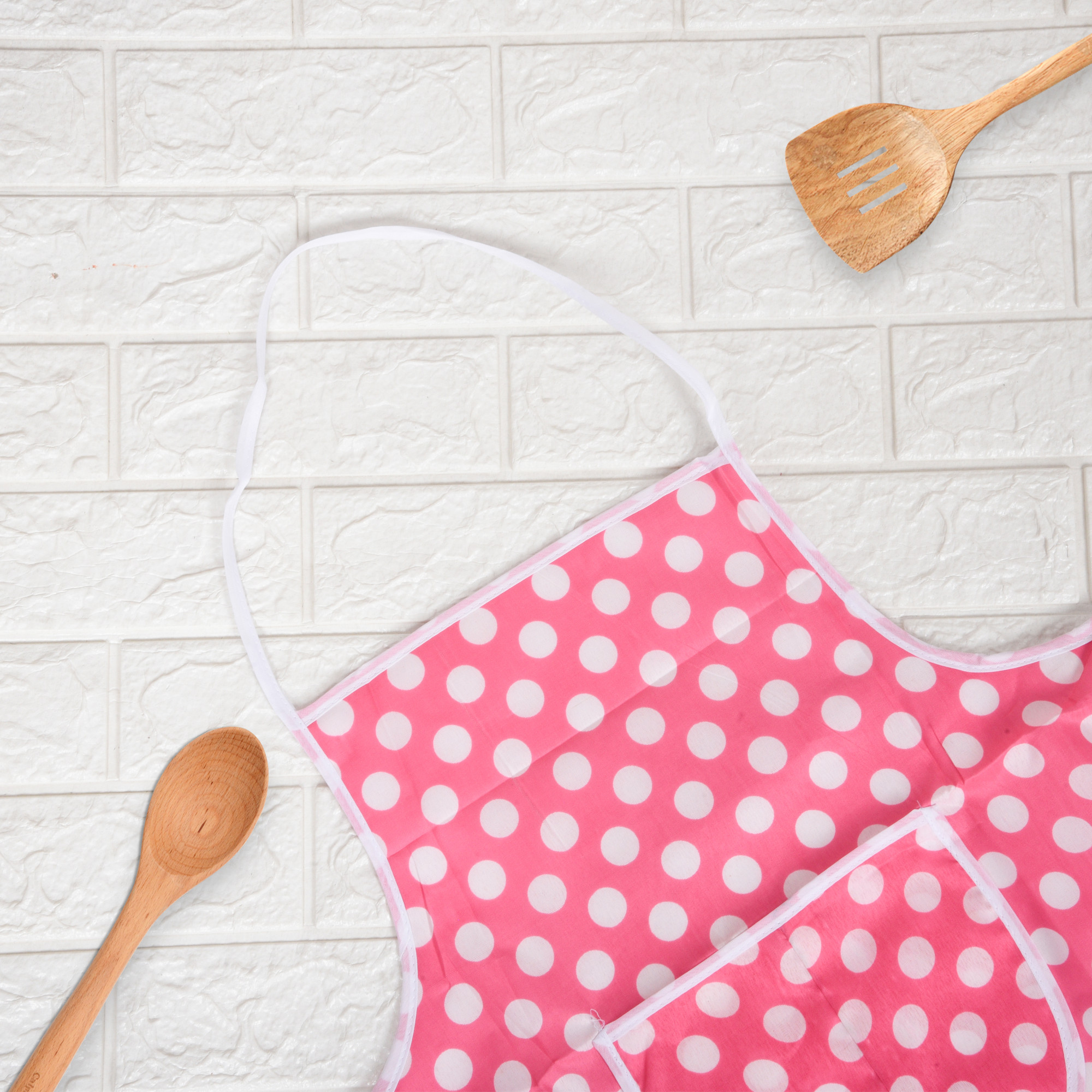 Kuber Industries Kitchen Apron  Apron for Chef  Cooking Apron for Men  Apron for Restaurant  Waterproof Apron  Front Pocket Cooking Cloth  Kitchen Dress for Women  Dot  Pink