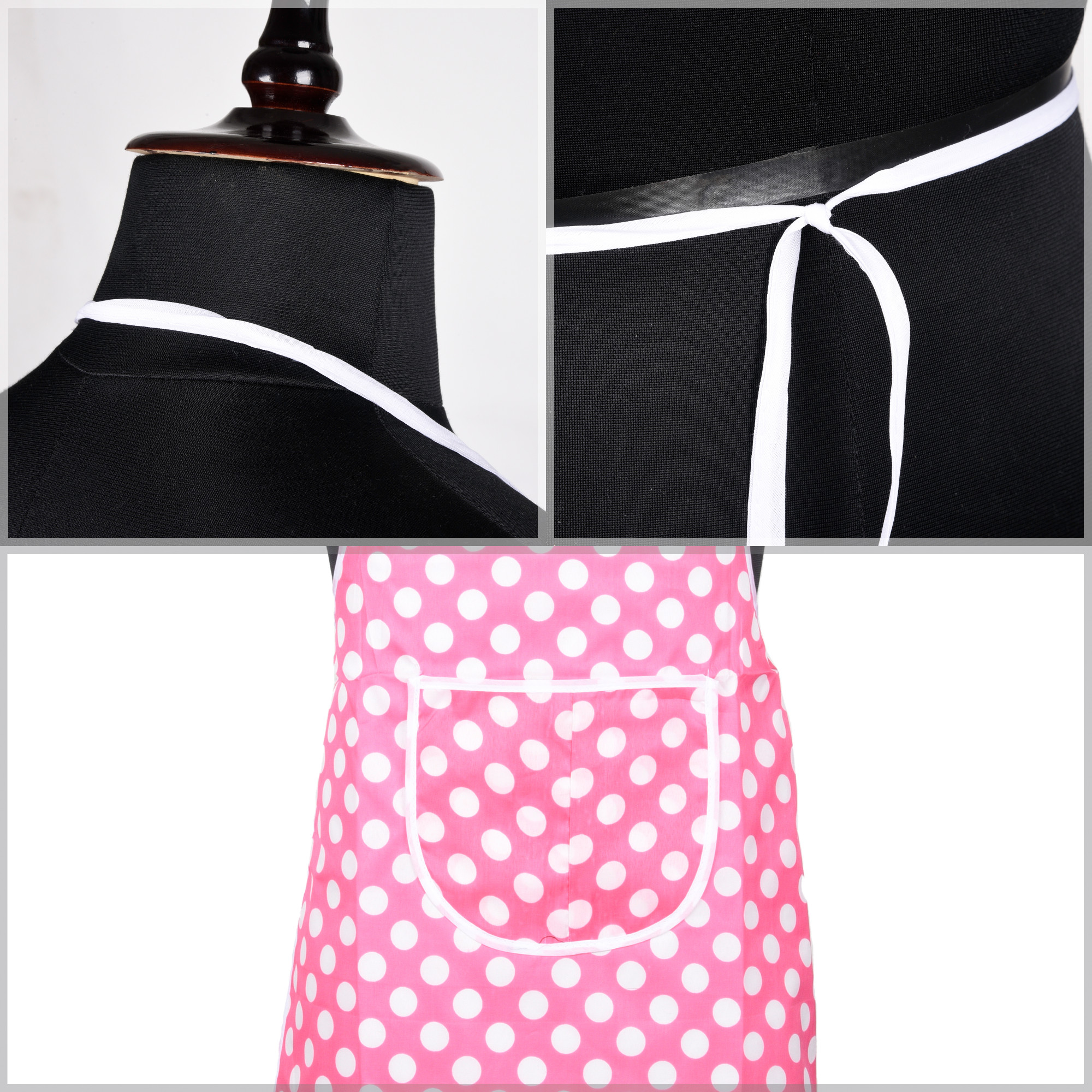 Kuber Industries Kitchen Apron  Apron for Chef  Cooking Apron for Men  Apron for Restaurant  Waterproof Apron  Front Pocket Cooking Cloth  Kitchen Dress for Women  Dot  Pink