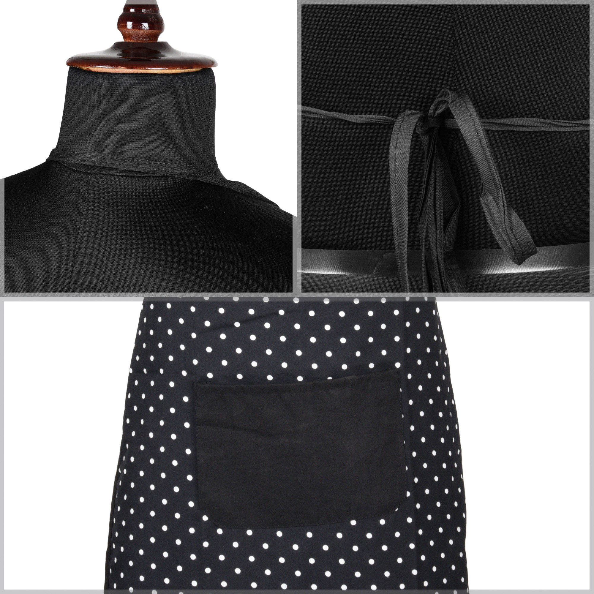 Kuber Industries Kitchen Apron  Apron for Restaurant  Apron for Chef  Cooking Apron for Men  Waterproof Apron  Front Pocket Cooking Cloth  Kitchen Dress for Women  Dot  Black