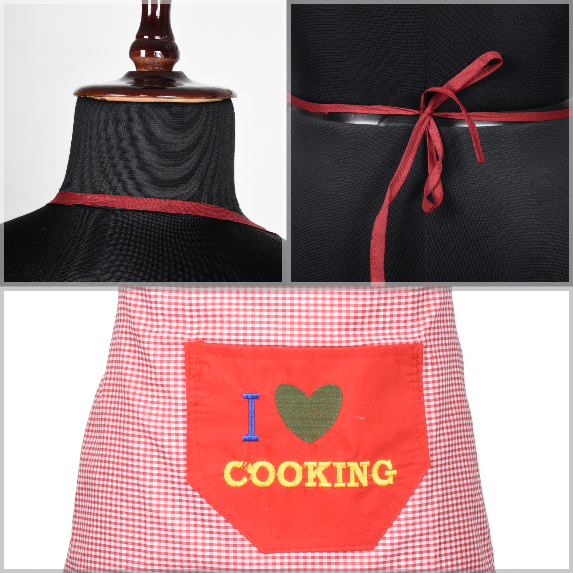 Kuber Industries Kitchen Apron  Cooking Apron for Men  Apron for Restaurant  Apron for Chef  Waterproof Apron  Front Pocket  Kitchen Dress for Women  Barik Check  Red