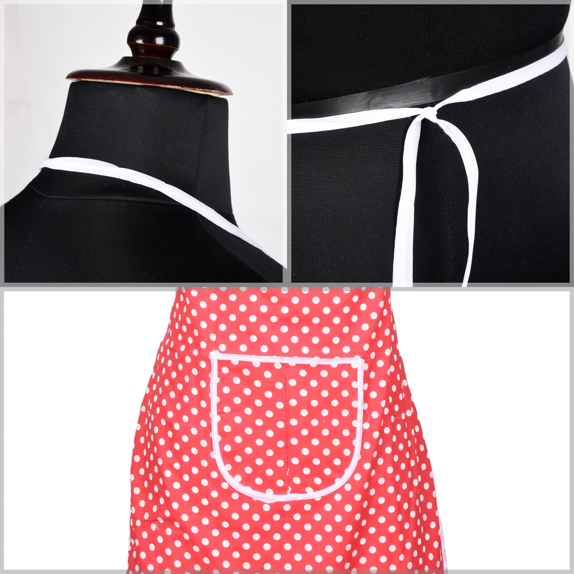 Kuber Industries Kitchen Apron  Cooking Apron for Men  Kitchen Dress for Women  Apron for Chef  Apron for Restaurant  Waterproof Apron  Front Pocket Cooking Cloth  Dot  Red
