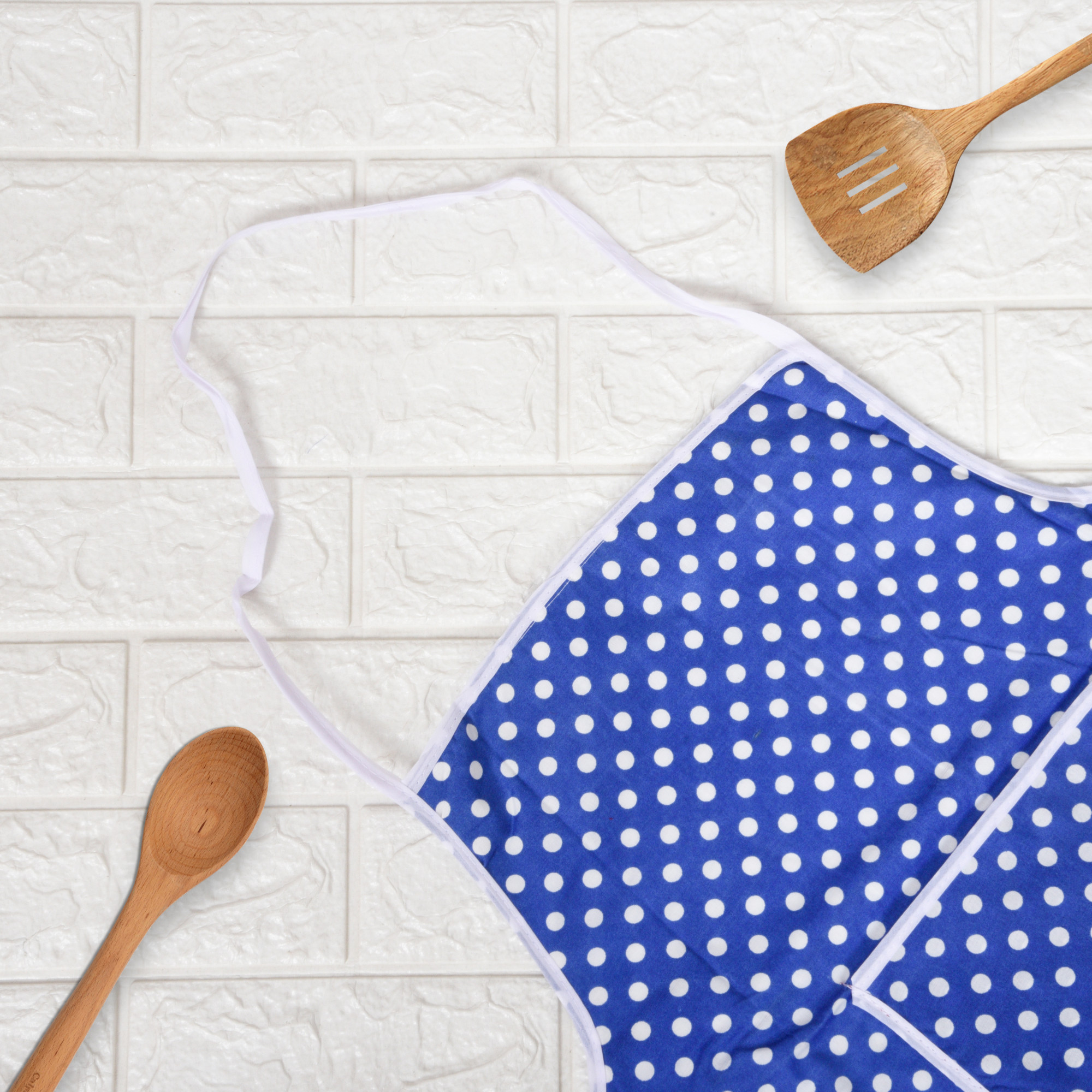 Kuber Industries Kitchen Apron  Cooking Apron for Men  Kitchen Dress for Women  Front Pocket Cooking Cloth  Apron for Chef  Apron for Restaurant  Waterproof Apron  Dot  Blue