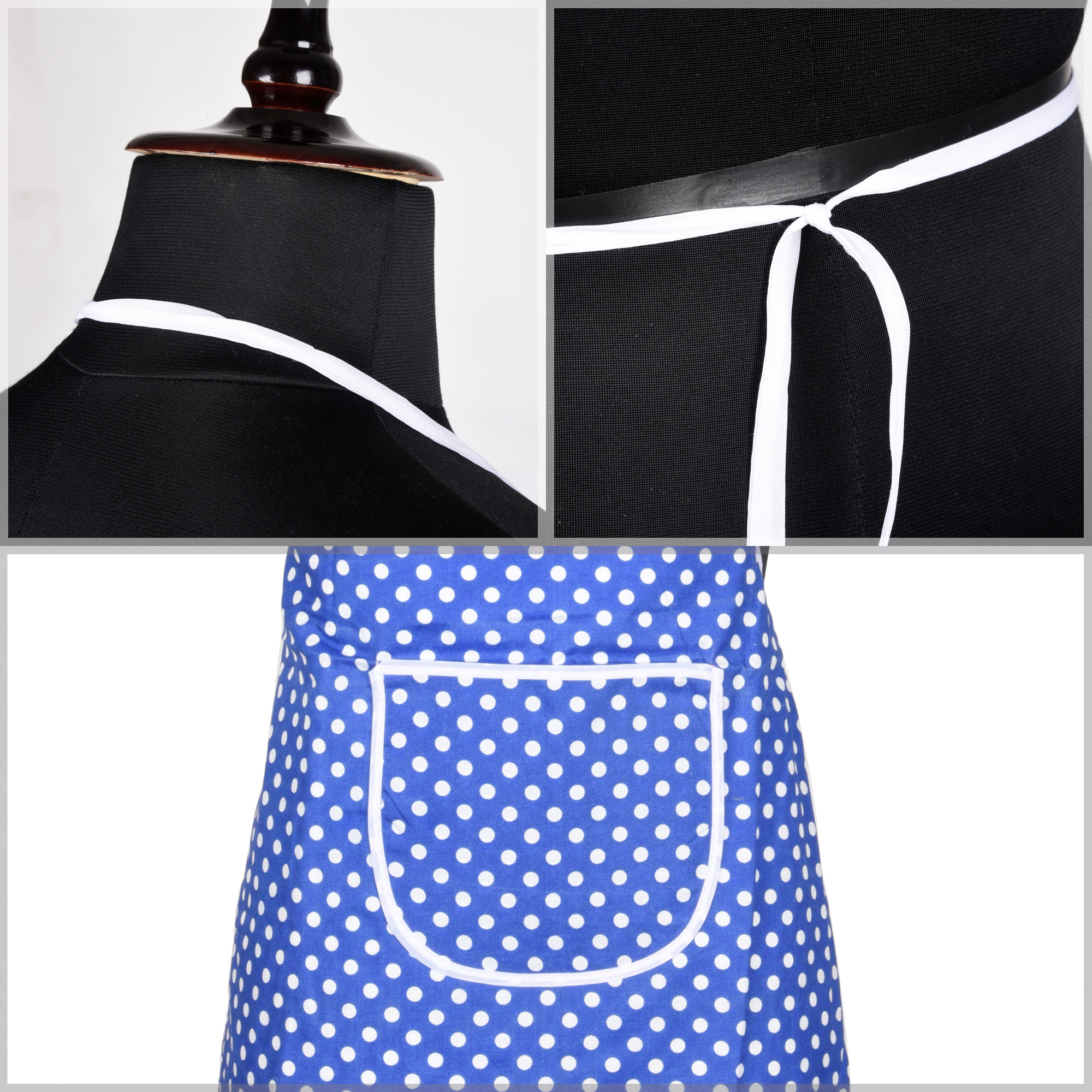 Kuber Industries Kitchen Apron  Cooking Apron for Men  Kitchen Dress for Women  Front Pocket Cooking Cloth  Apron for Chef  Apron for Restaurant  Waterproof Apron  Dot  Blue