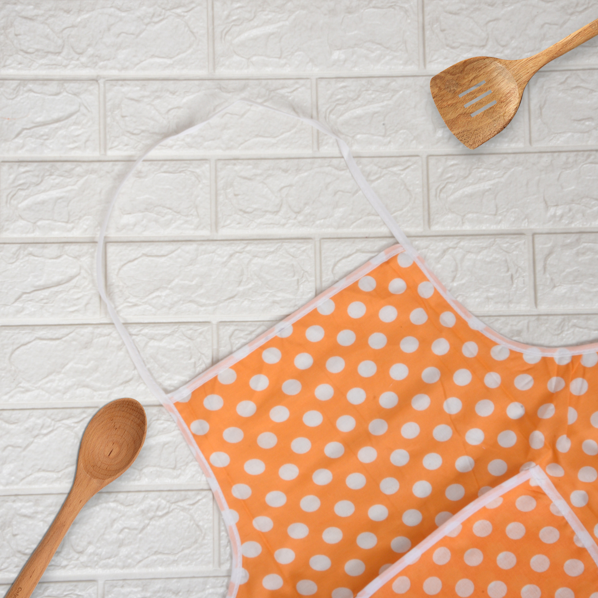 Kuber Industries Kitchen Apron  Front Pocket Cooking Cloth  Apron for Chef  Apron for Restaurant  Waterproof Apron  Cooking Apron for Men  Kitchen Dress for Women  Dot  Orange