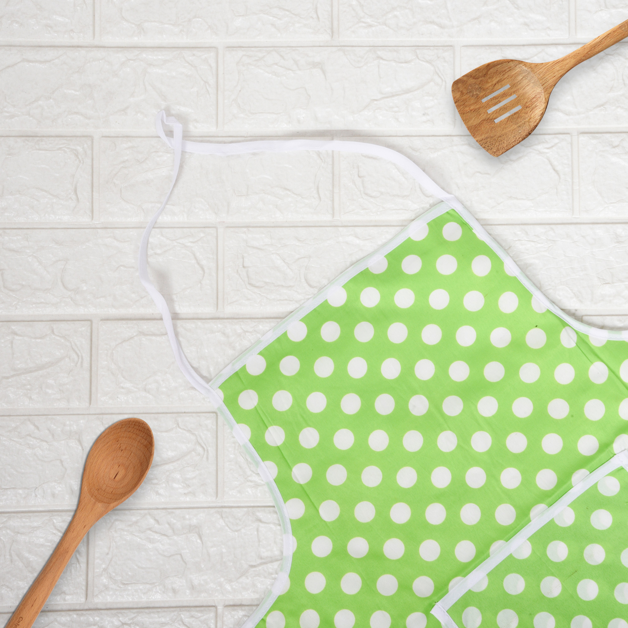 Kuber Industries Kitchen Apron  Front Pocket Cooking Cloth  Cooking Apron for Men  Kitchen Dress for Women  Apron for Chef  Apron for Restaurant  Waterproof Apron  Dot  Green