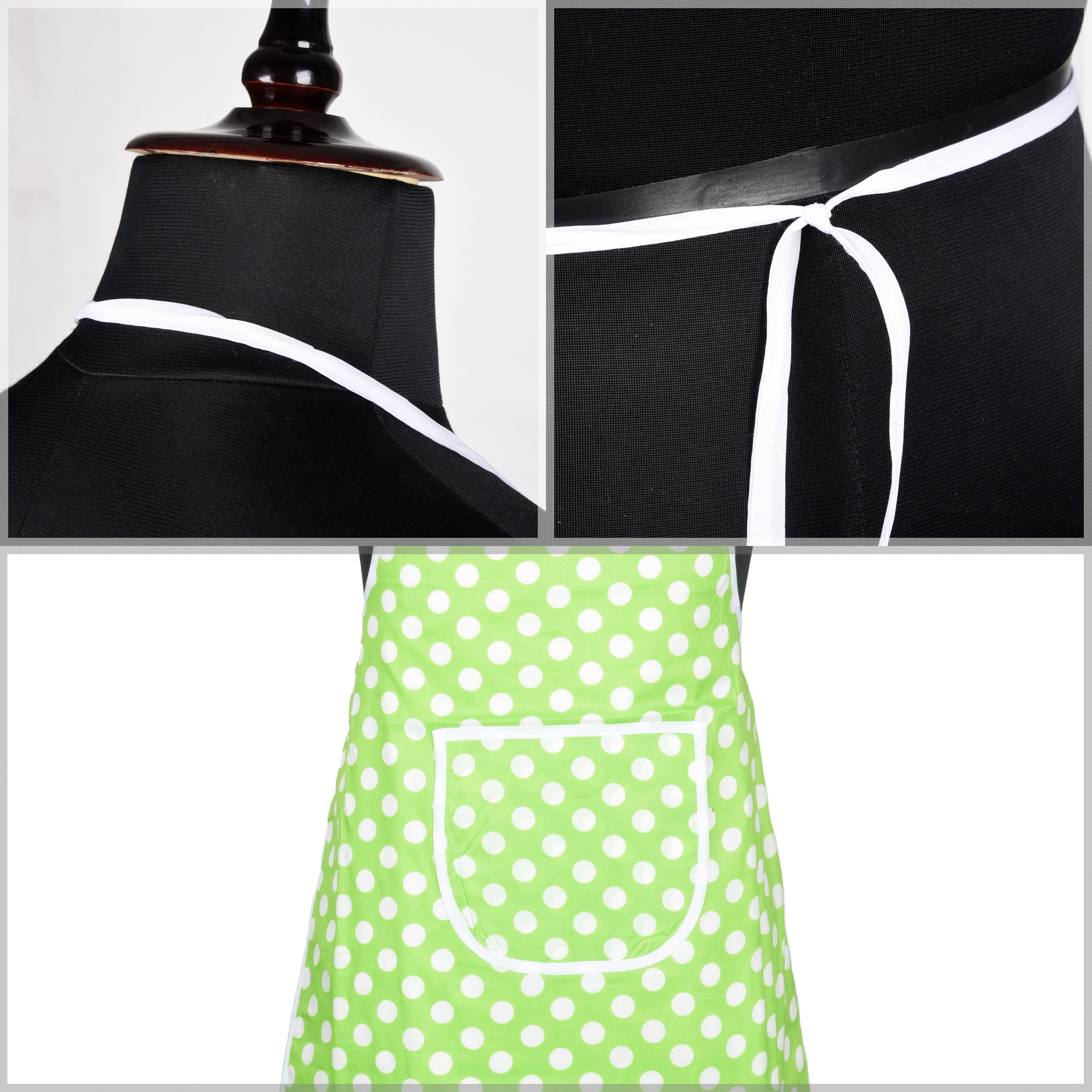 Kuber Industries Kitchen Apron  Front Pocket Cooking Cloth  Cooking Apron for Men  Kitchen Dress for Women  Apron for Chef  Apron for Restaurant  Waterproof Apron  Dot  Green