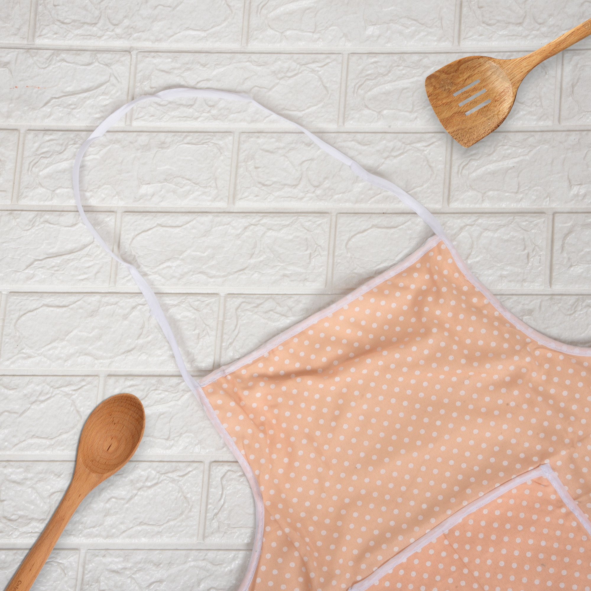 Kuber Industries Kitchen Apron  Kitchen Dress for Women  Cooking Apron for Men  Apron for Chef  Apron for Restaurant  Waterproof Apron  Front Pocket Cooking Cloth  Dot  Peach