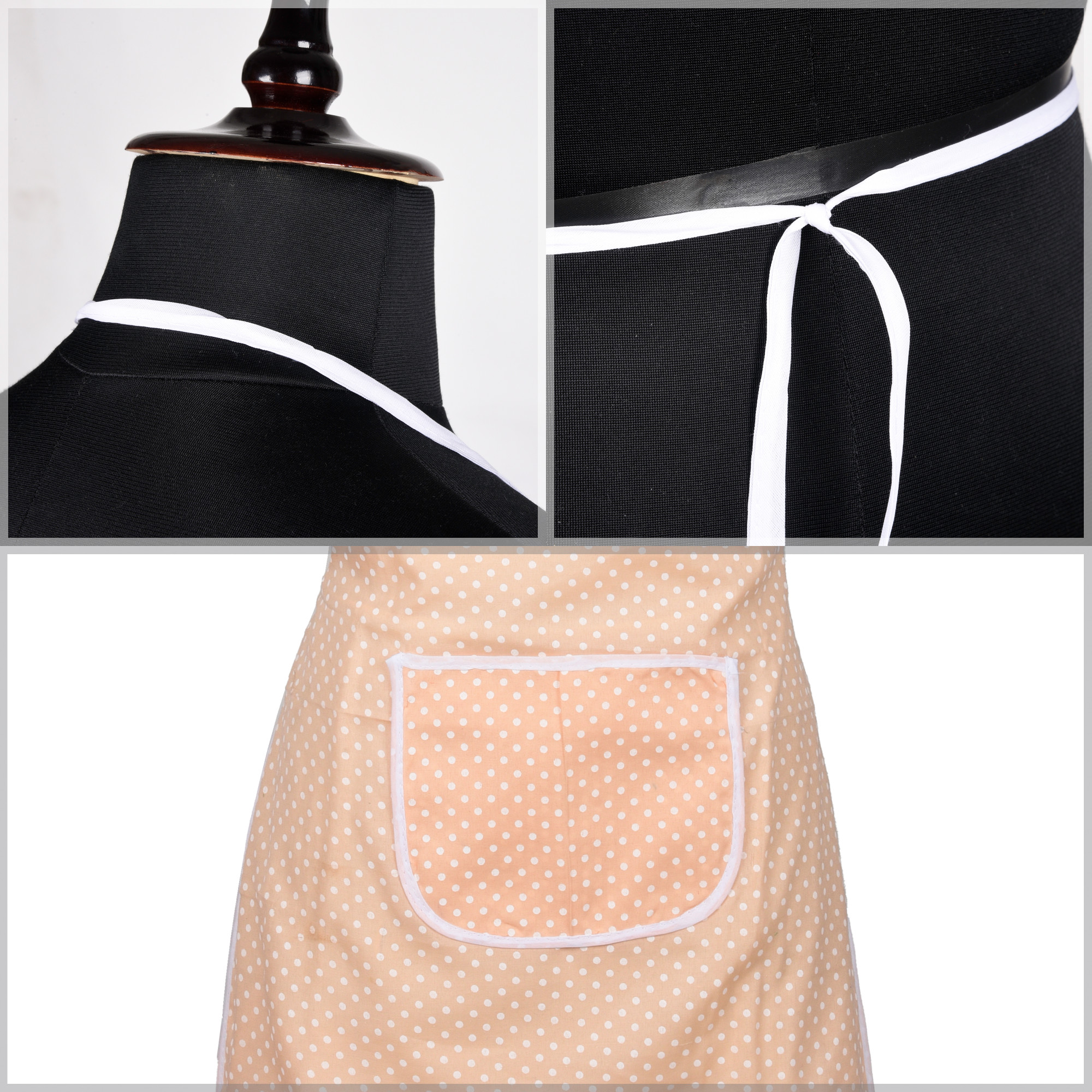 Kuber Industries Kitchen Apron  Kitchen Dress for Women  Cooking Apron for Men  Apron for Chef  Apron for Restaurant  Waterproof Apron  Front Pocket Cooking Cloth  Dot  Peach