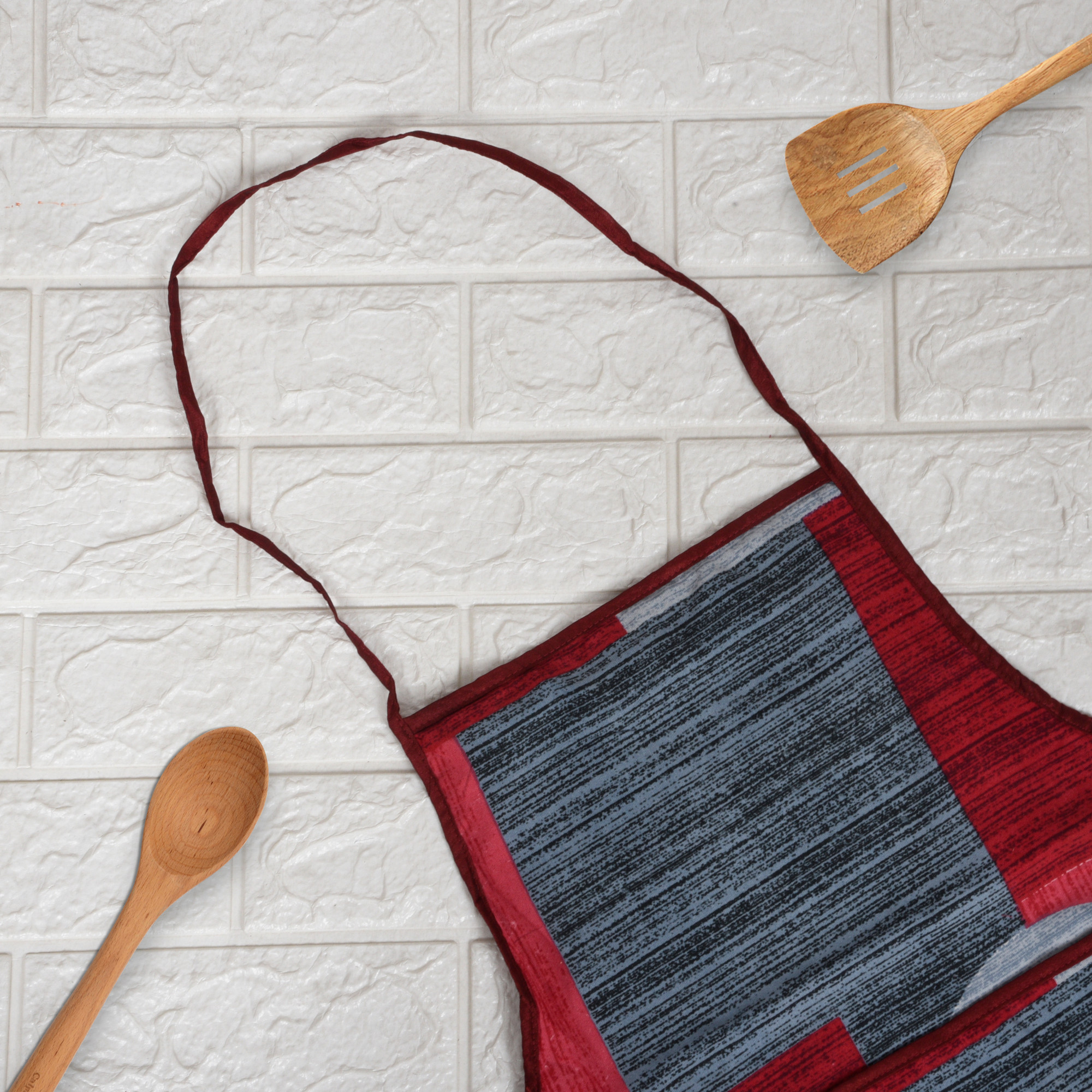 Kuber Industries Kitchen Apron  Kitchen Dress for Women  Water-Resistant Apron  Apron for Restaurant  Front Pocket  Apron for Chef  Cooking Apron for Men  Printed  Red