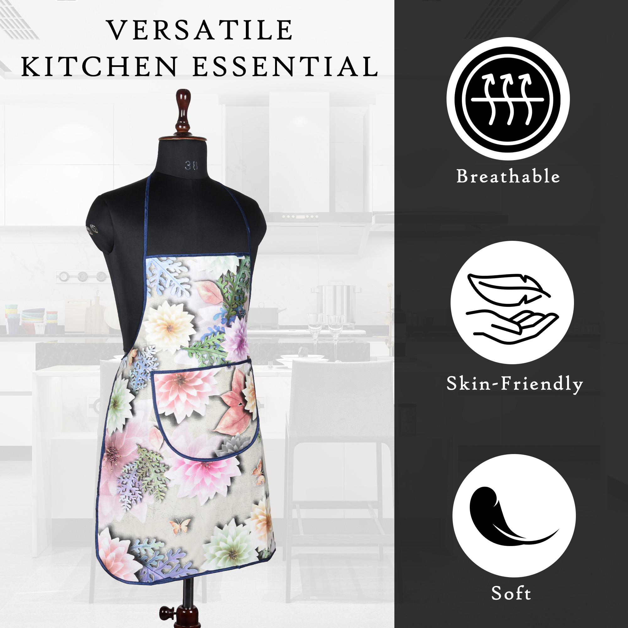 Kuber Industries Kitchen Apron  Kitchen Dress for Women  Waterproof Apron  Apron for Restaurant  Front Pocket  Apron for Chef  Cooking Apron for Men  Sunflower Print  Brown