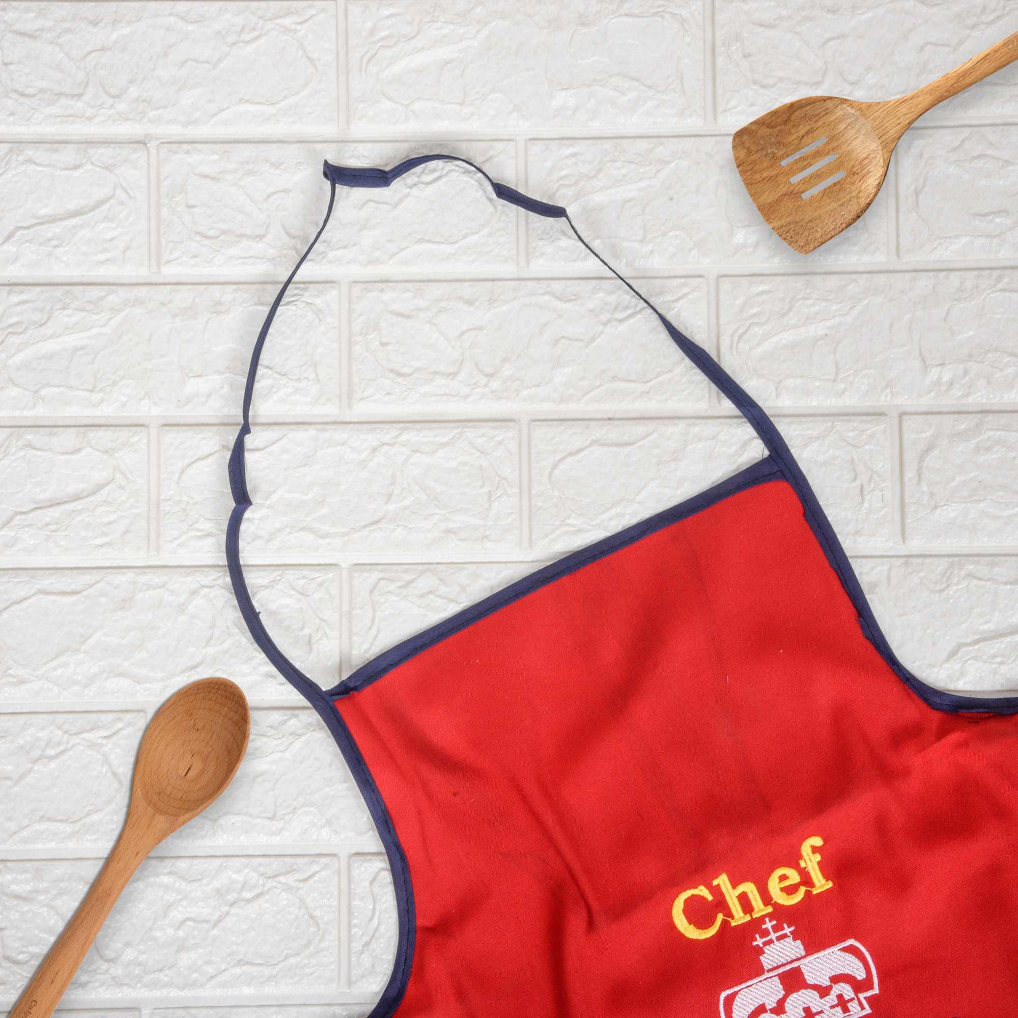 Kuber Industries Kitchen Apron  Kitchen Dress for Women  Waterproof Apron  Apron for Restaurant  Front Two Pocket  Apron for Chef  Cooking Apron for Men  Chef Design  Red