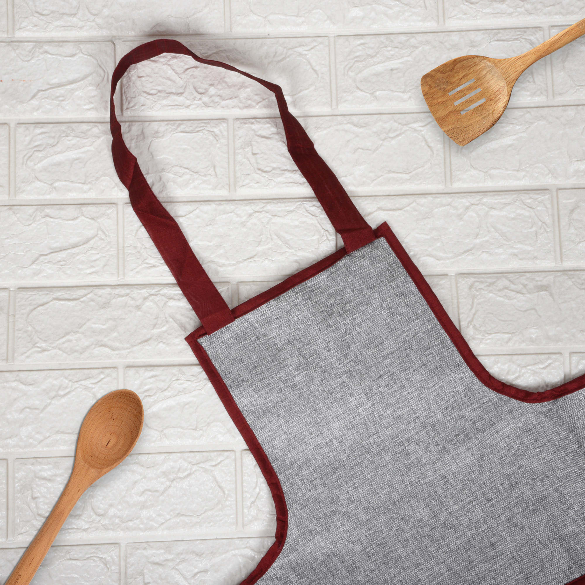 Kuber Industries Kitchen Apron  Water-Resistant Apron  Apron for Restaurant  Kitchen Dress for Women  Chef Apron  Two Pocket  Jute Fabric  Cooking Apron for Men  Silver