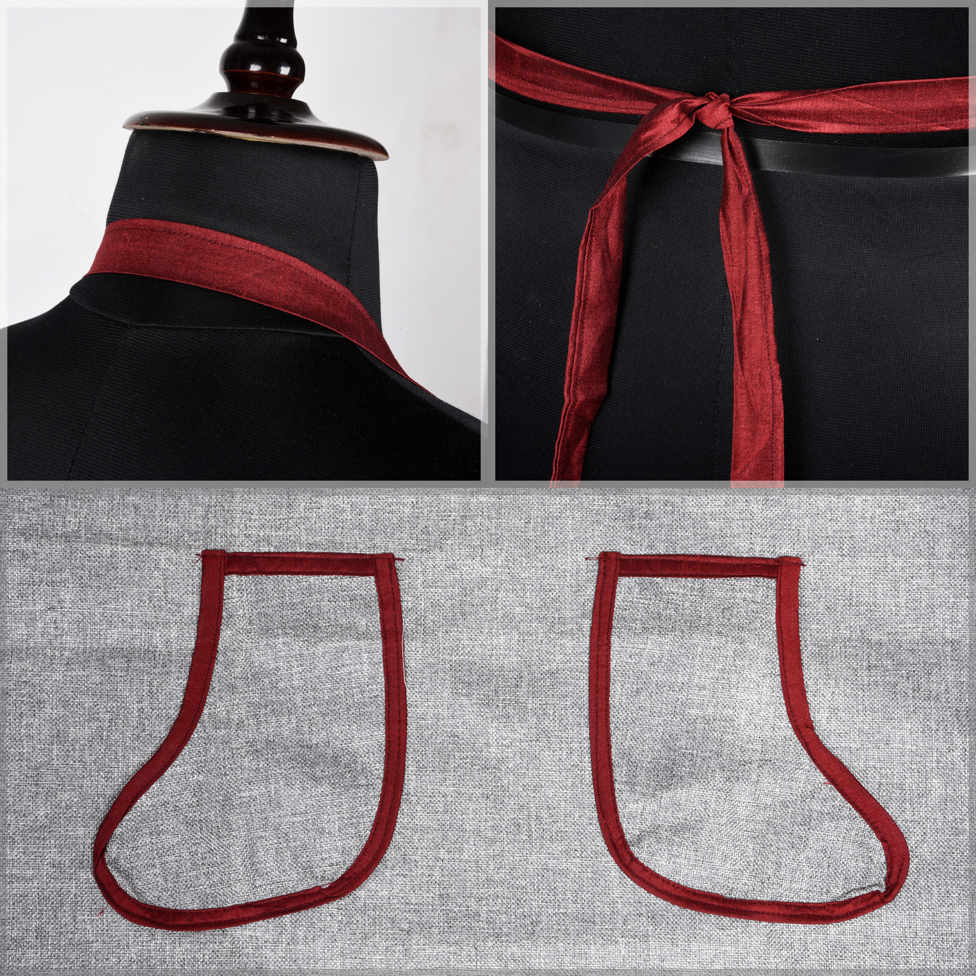 Kuber Industries Kitchen Apron  Water-Resistant Apron  Apron for Restaurant  Kitchen Dress for Women  Chef Apron  Two Pocket  Jute Fabric  Cooking Apron for Men  Silver