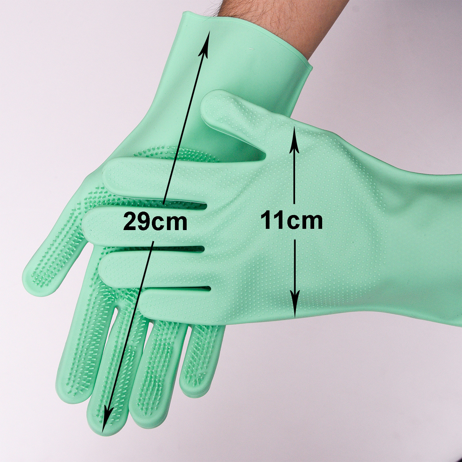 Kuber Industries Kitchen Gloves|Silicone Kitchen Dish Washing Gloves|Scrubbing Gloves For Kitchen|Car Cleaning Gloves|Bathroom Cleaning Gloves|1 Pair (Green)