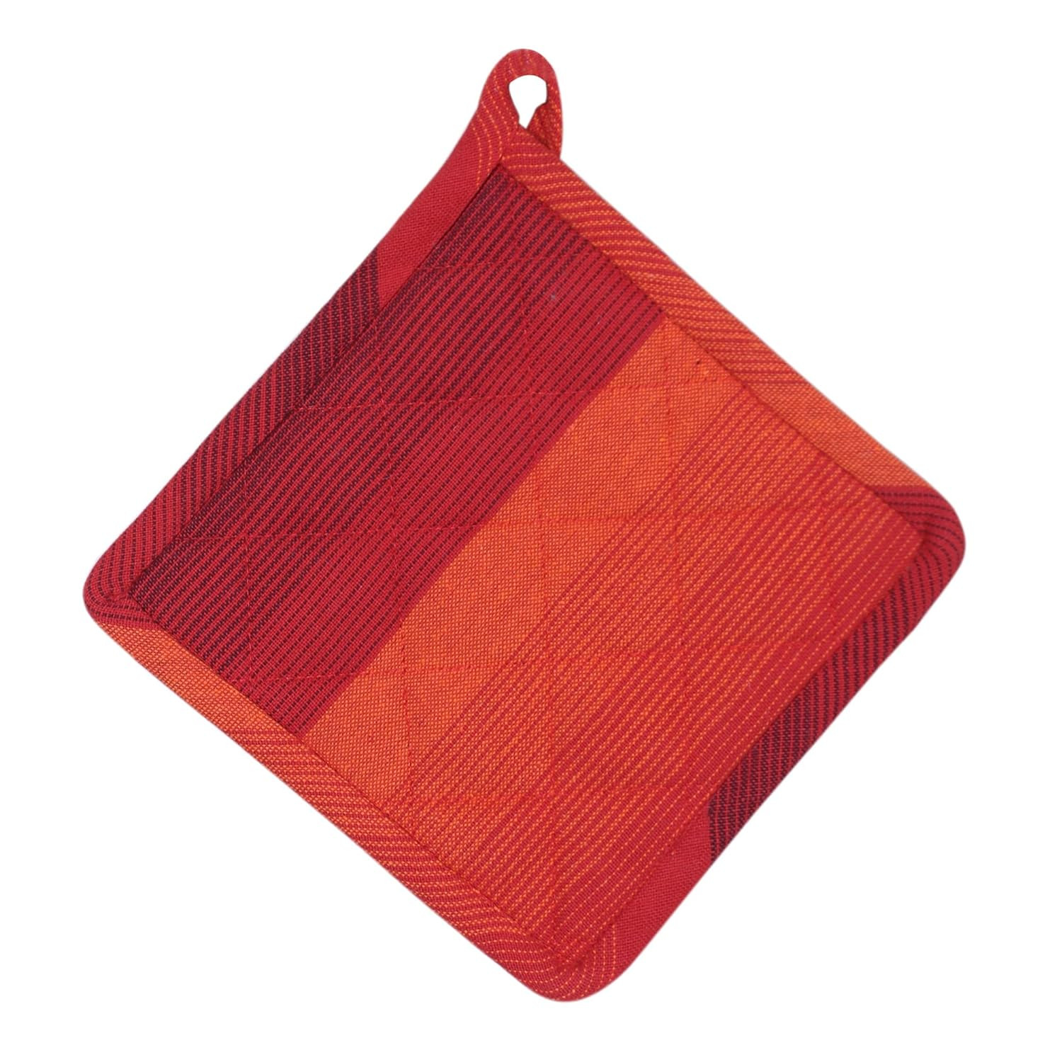 Kuber Industries Kitchen Linen Set|Cotton Glove,Pot Holder & Kitchen Towel|Adjustable Buckle Stain Resistant Cooking Kitchen Apron for Men,Women (Orange)