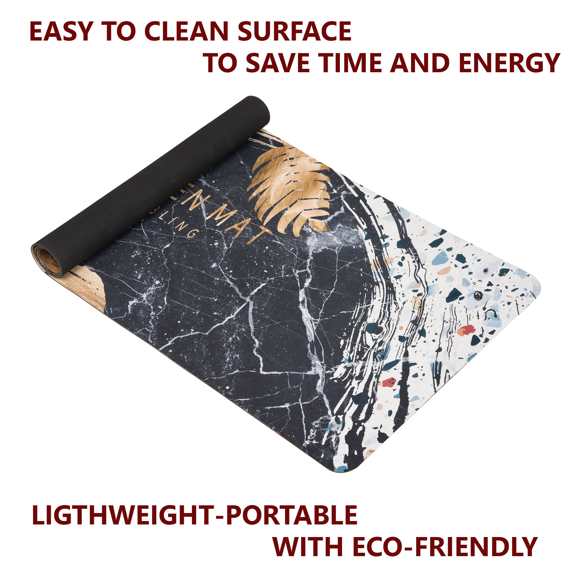 Kuber Industries Kitchen Mats for floor  Floor Carpet  Carpet for Home  Runner for Kitchen  Kitchen Floor Runner  Anti-Skid  Carpet Rug for Entrance  Golden Marble Print  Black