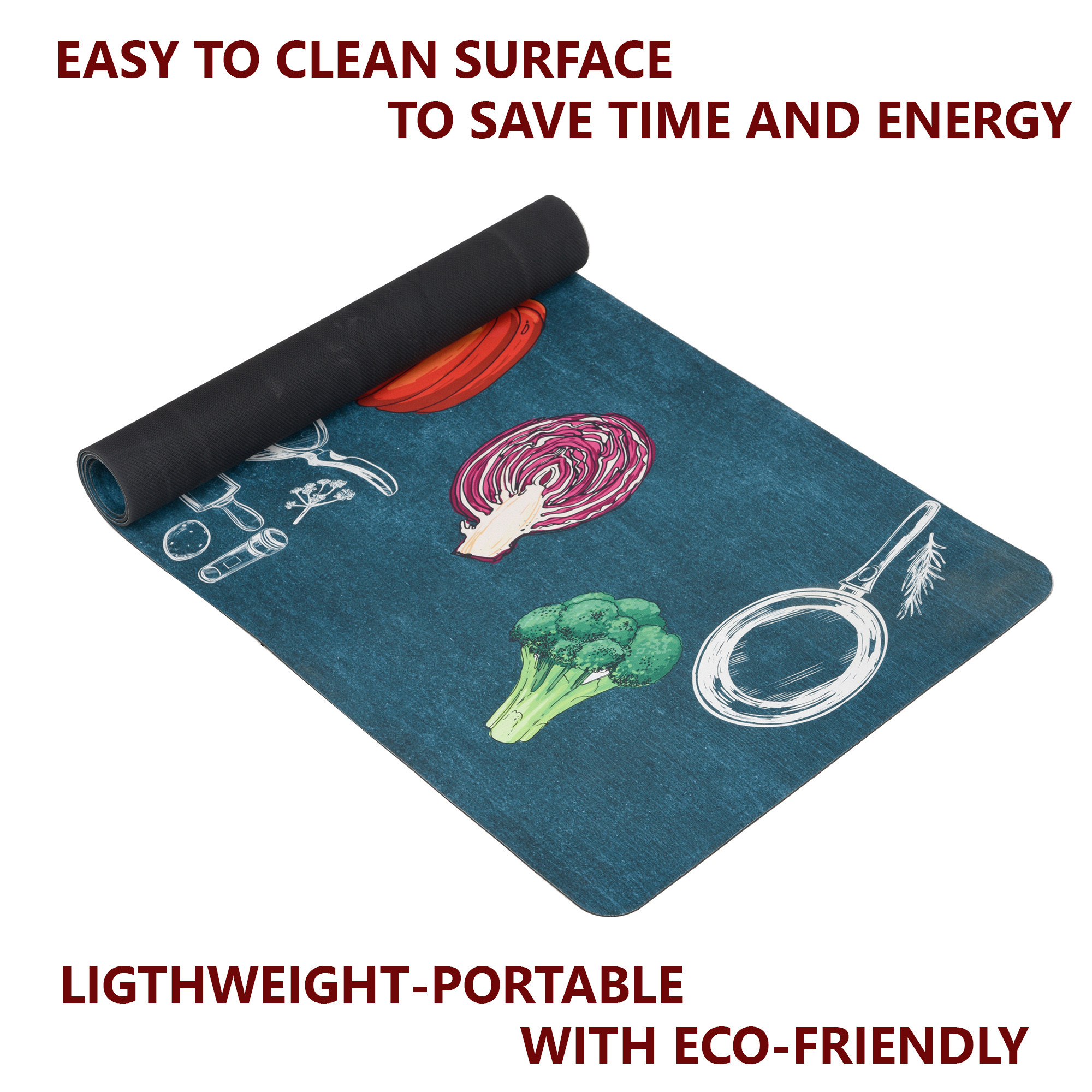 Kuber Industries Kitchen Mats for floor  Floor Carpet  Carpet for Home  Runner for Kitchen  Kitchen Floor Runner  Anti-Skid  Carpet Rug for Entrance  Vegetables Print  Green