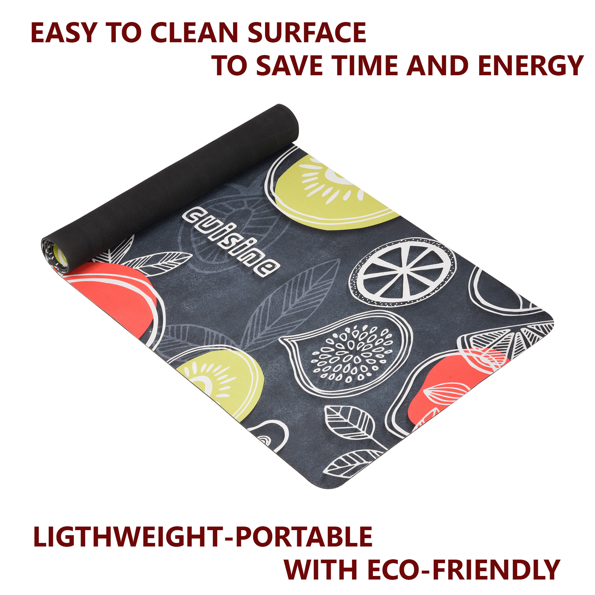 Kuber Industries Kitchen Mats for floor  Floor Carpet  Carpet for Home  Runner for Kitchen  Kitchen Floor Runner  Anti-Skid  Carpet Rug for Entrance  Super Cuishine Print  Black