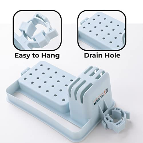 Kuber Industries Kitchen Organizer With Soap Holder|Premium PP|Durable & Sturdy|DIY Self-Adhesive Design|Multipurpose Bathroom Shelf|Smart Drainage Holes|TM18005|Blue