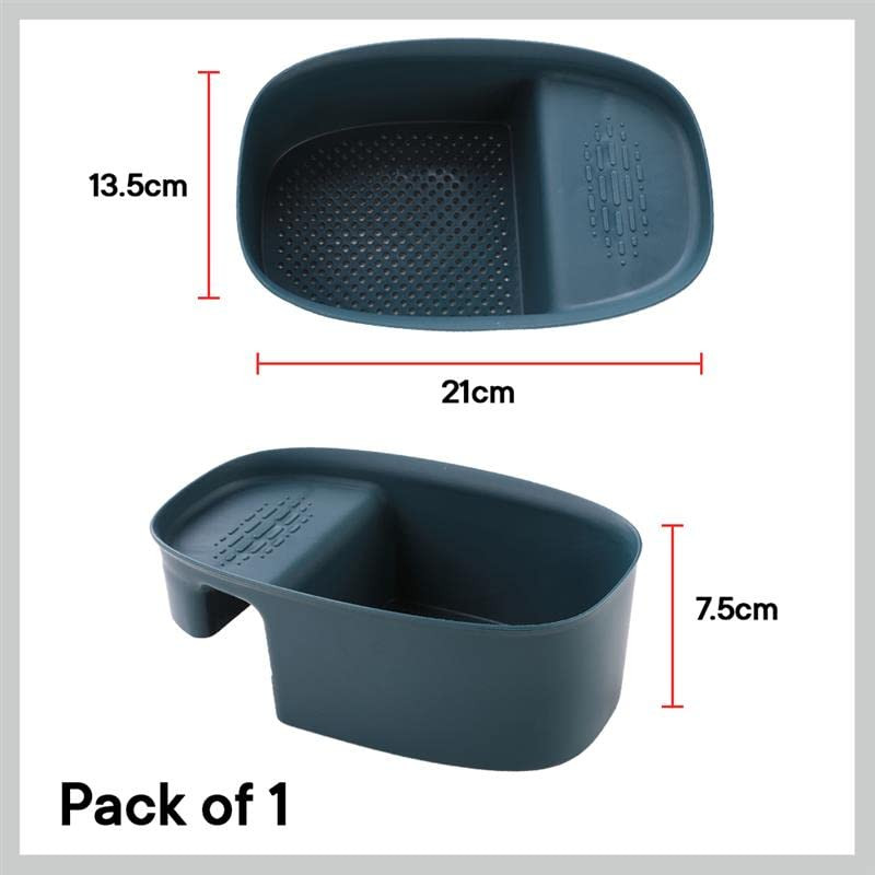 Kuber Industries Kitchen Organizer With Soap Holder|Premium PP|Durable & Sturdy|Multipurpose Bathroom Shelf|Smart Drainage Holes|TM21001|Blue
