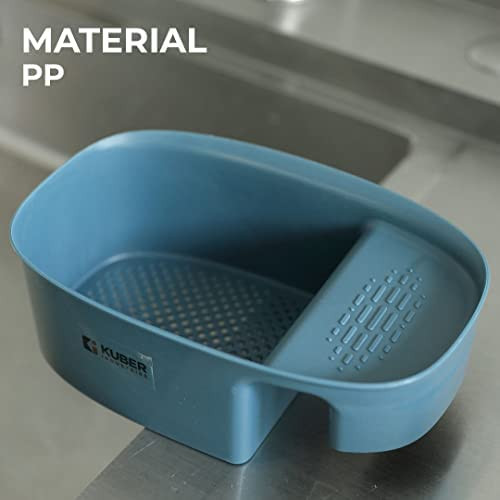 Kuber Industries Kitchen Organizer With Soap Holder|Premium PP|Durable & Sturdy|Multipurpose Bathroom Shelf|Smart Drainage Holes|TM21001|Blue