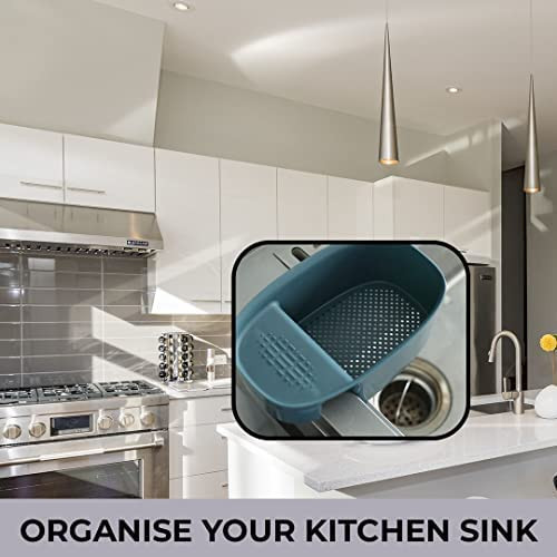 Kuber Industries Kitchen Organizer With Soap Holder|Premium PP|Durable & Sturdy|Multipurpose Bathroom Shelf|Smart Drainage Holes|TM21001|Blue