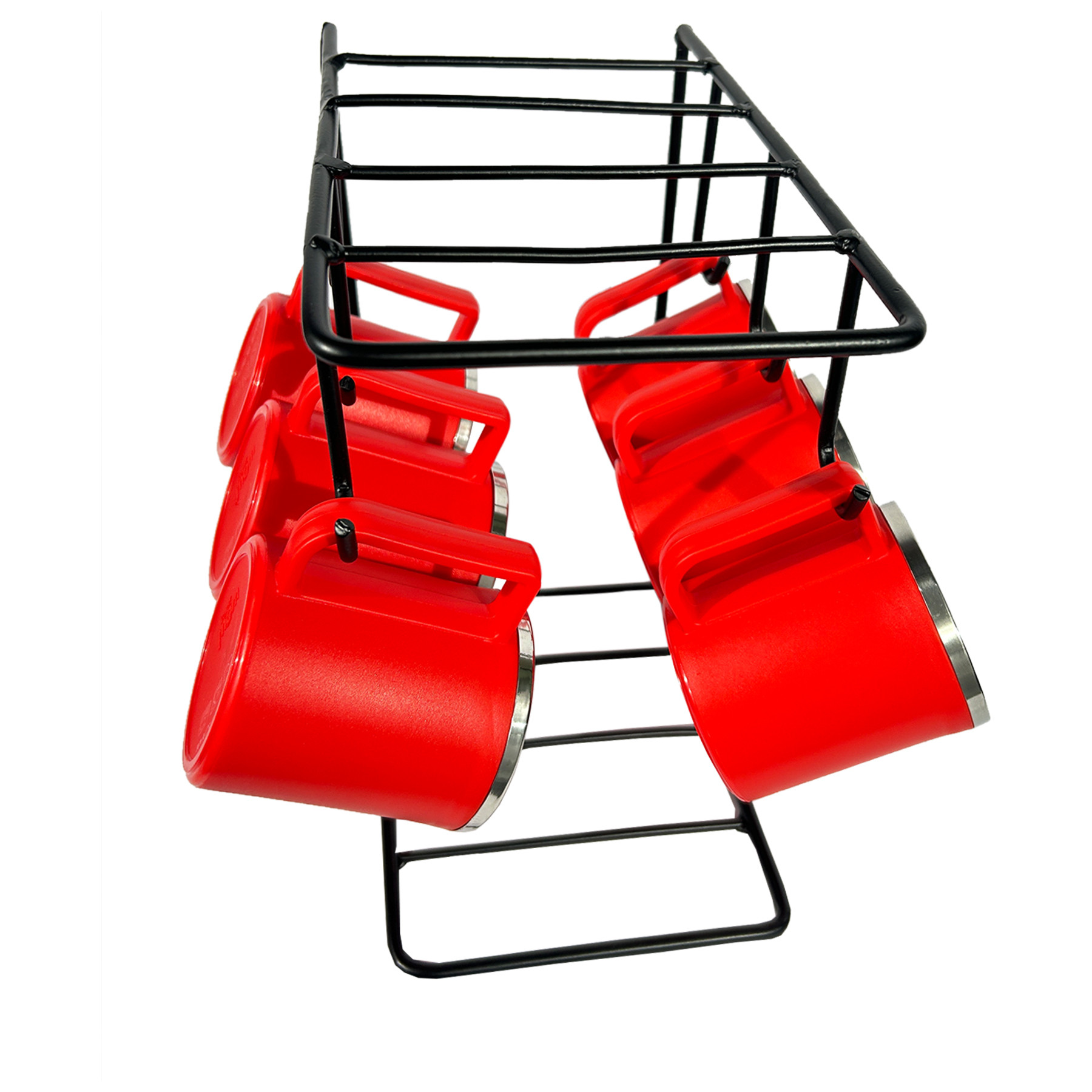 Kuber Industries Kitchen Stand | Cup & Plate Stand For Kitchen | Coffee And Tea Mug Holder | Plate Stand for Kitchen with 6 Hooks | Organizer for Kitchen | Stand Hanger | Black