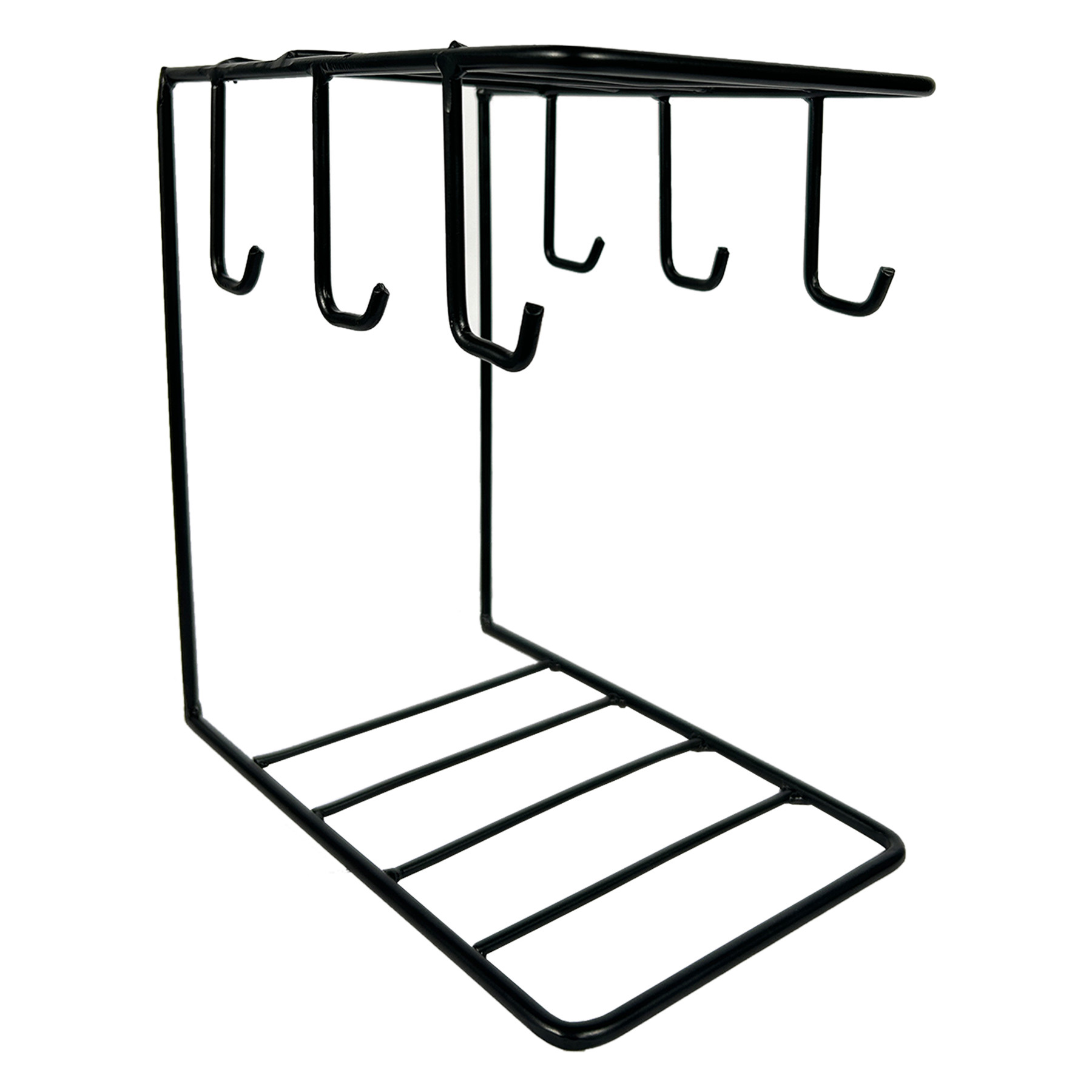 Kuber Industries Kitchen Stand | Cup & Plate Stand For Kitchen | Coffee And Tea Mug Holder | Plate Stand for Kitchen with 6 Hooks | Organizer for Kitchen | Stand Hanger | Black
