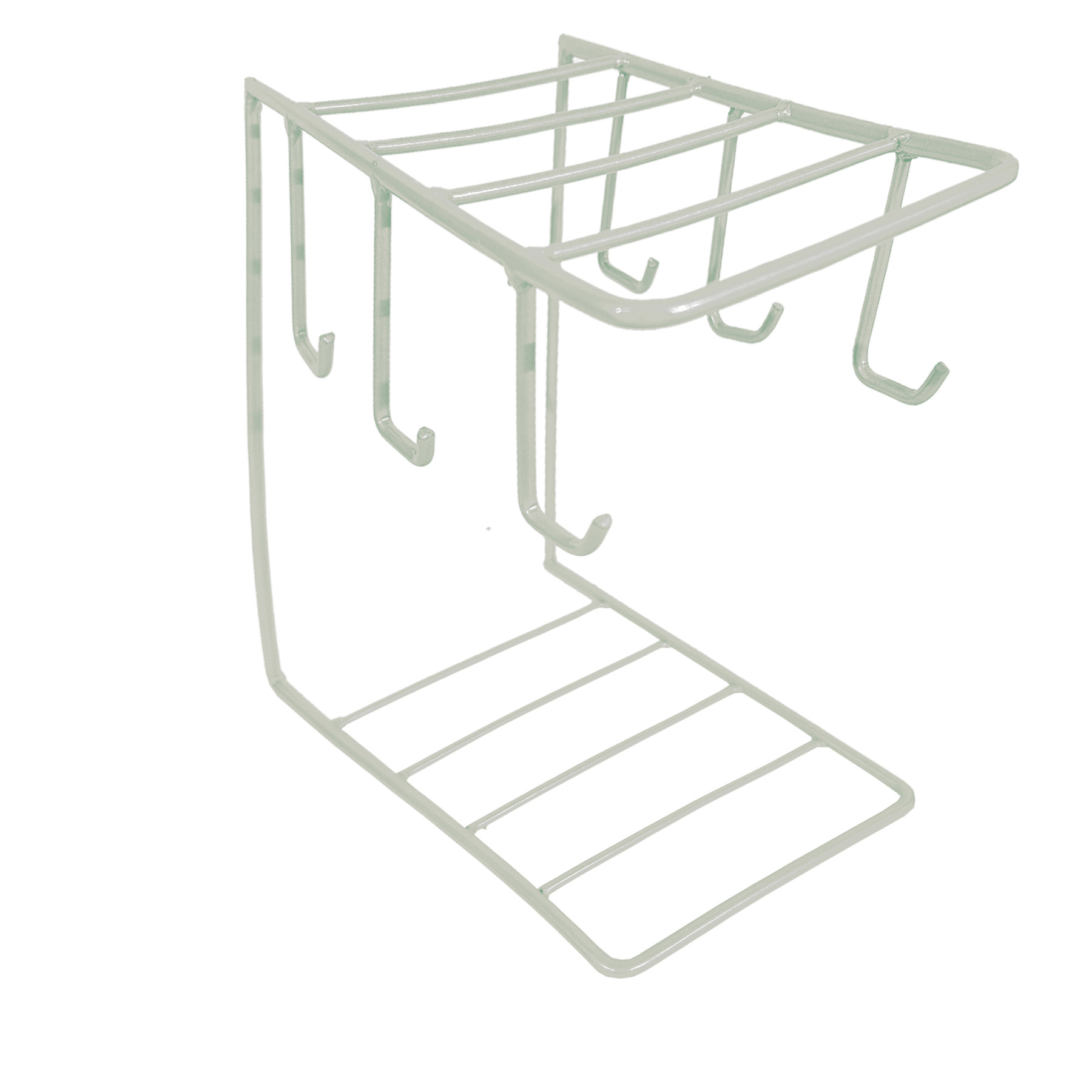 Kuber Industries Kitchen Stand | Cup & Plate Stand For Kitchen | Coffee And Tea Mug Holder | Plate Stand for Kitchen with 6 Hooks | Organizer for Kitchen | Stand Hanger | White
