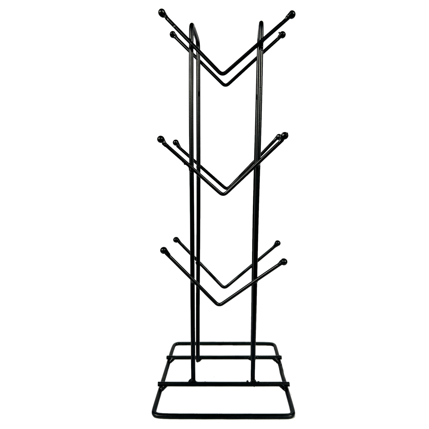 Kuber Industries Kitchen Stand | Cup Stand For Kitchen | Coffee And Tea Mug Holder | Dinning Tabel Cup Stand for Kitchen | Organizer for Kitchen | 12 Hook Cup Stand Hanger | Black