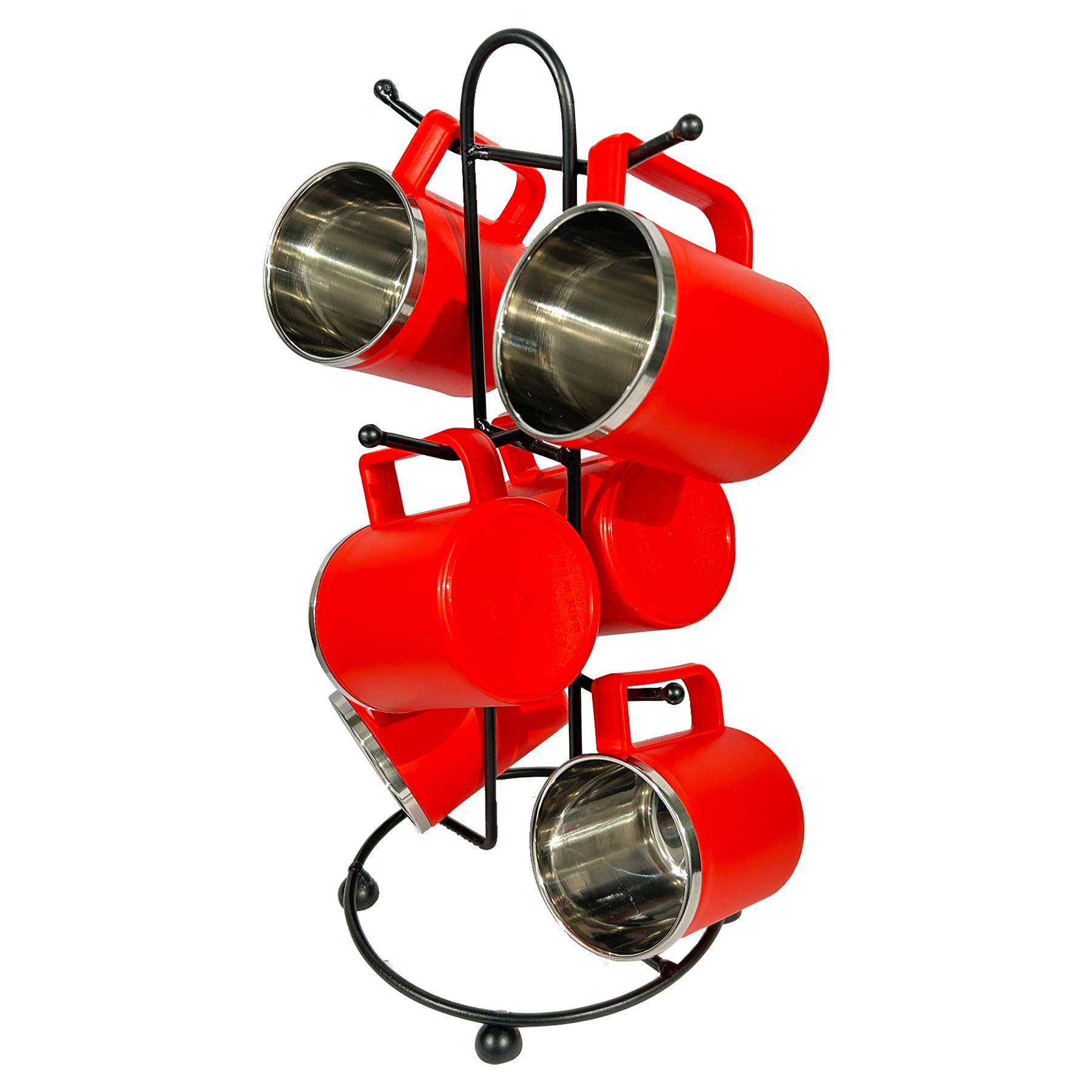 Kuber Industries Kitchen Stand | Cup Stand For Kitchen | Coffee And Tea Mug Holder | Dinning Tabel Cup Stand for Kitchen | Organizer for Kitchen | 6 Cup Stand Hanger | Black