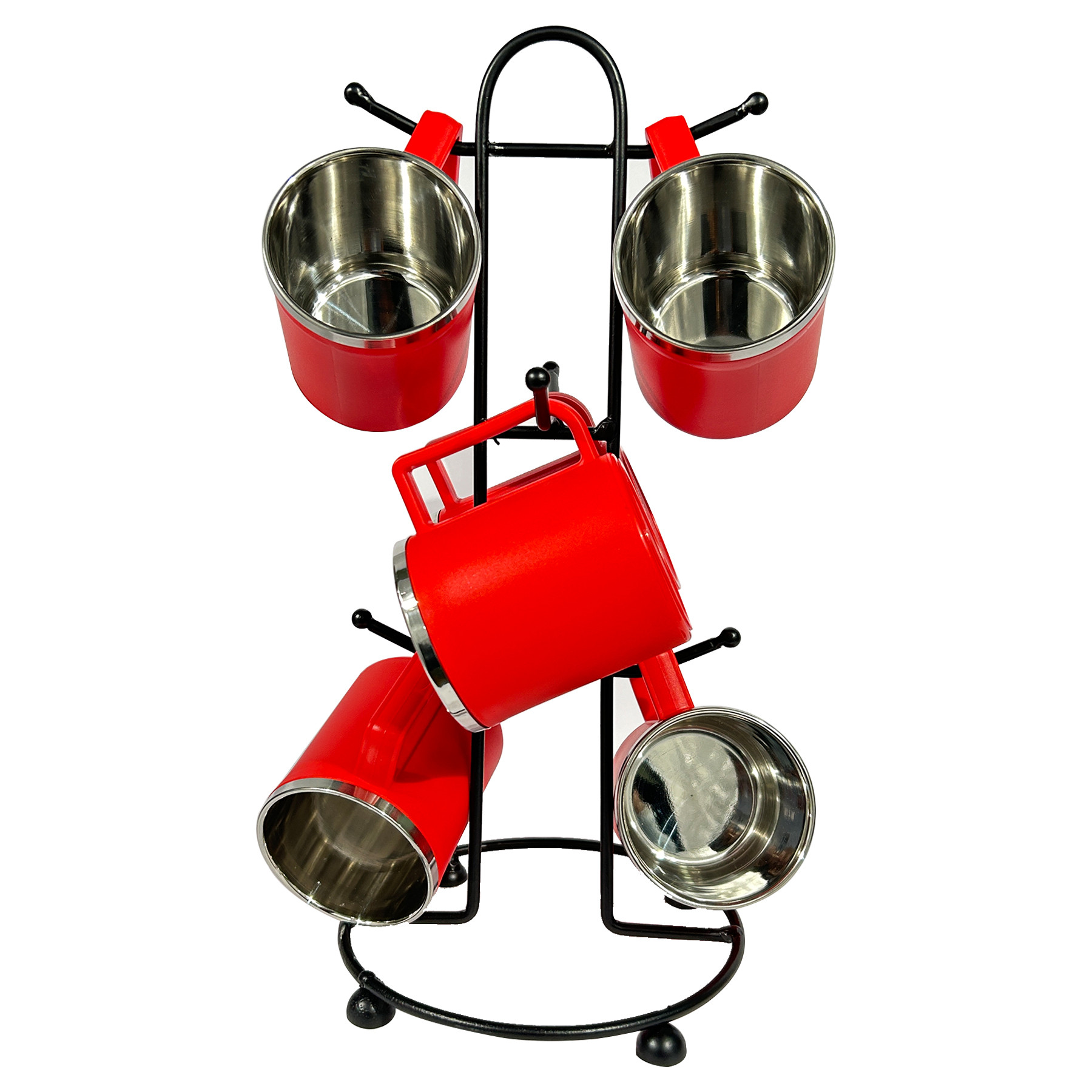 Kuber Industries Kitchen Stand | Cup Stand For Kitchen | Coffee And Tea Mug Holder | Dinning Tabel Cup Stand for Kitchen | Organizer for Kitchen | 6 Cup Stand Hanger | Black