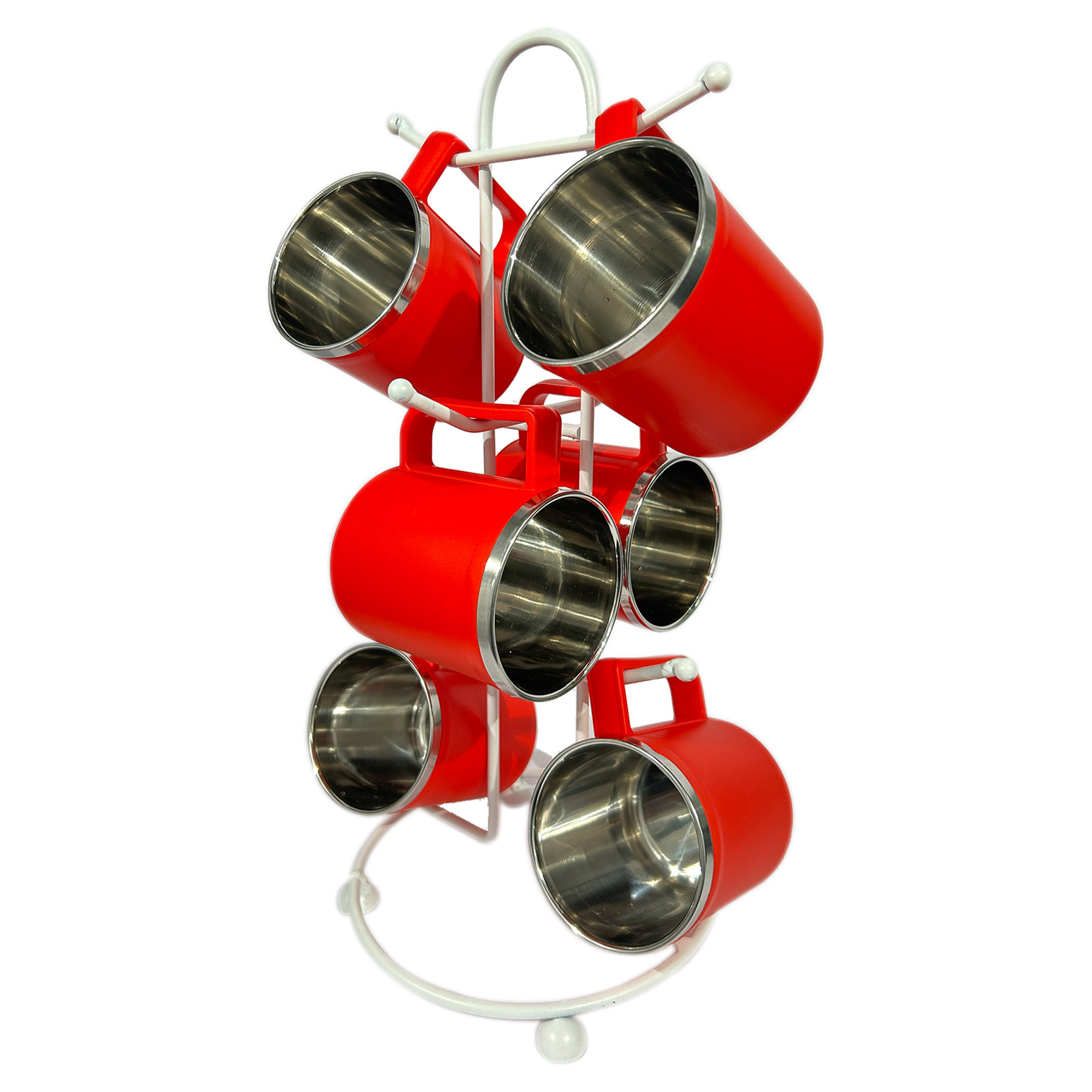 Kuber Industries Kitchen Stand | Cup Stand For Kitchen | Coffee And Tea Mug Holder | Dinning Tabel Cup Stand for Kitchen | Organizer for Kitchen | 6 Cup Stand Hanger | White