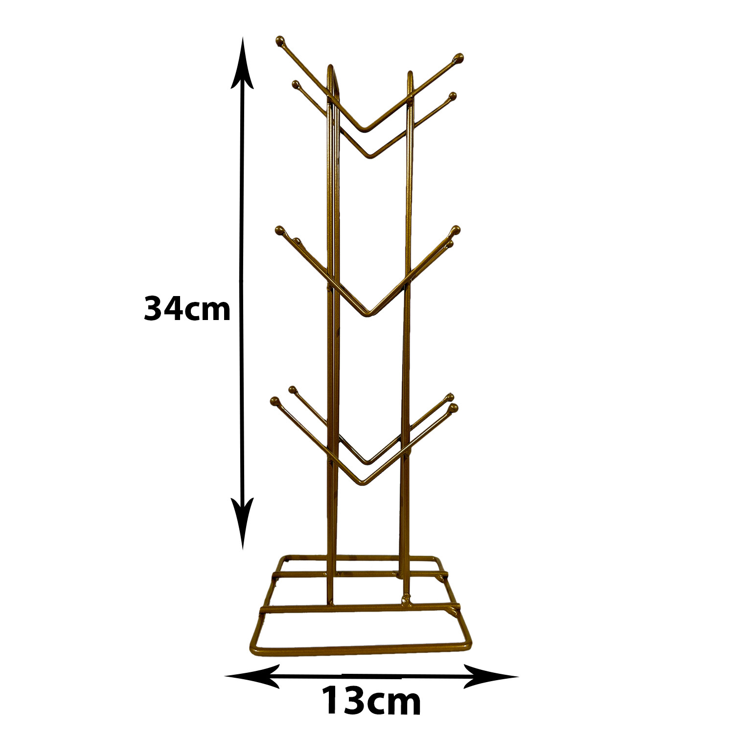 Kuber Industries Kitchen Stand | Cup Stand For Kitchen | Coffee And Tea Mug Holder | Dinning Tabel Cup Stand for Kitchen | Organizer for Kitchen | 12 Hook Cup Stand Hanger | Gold