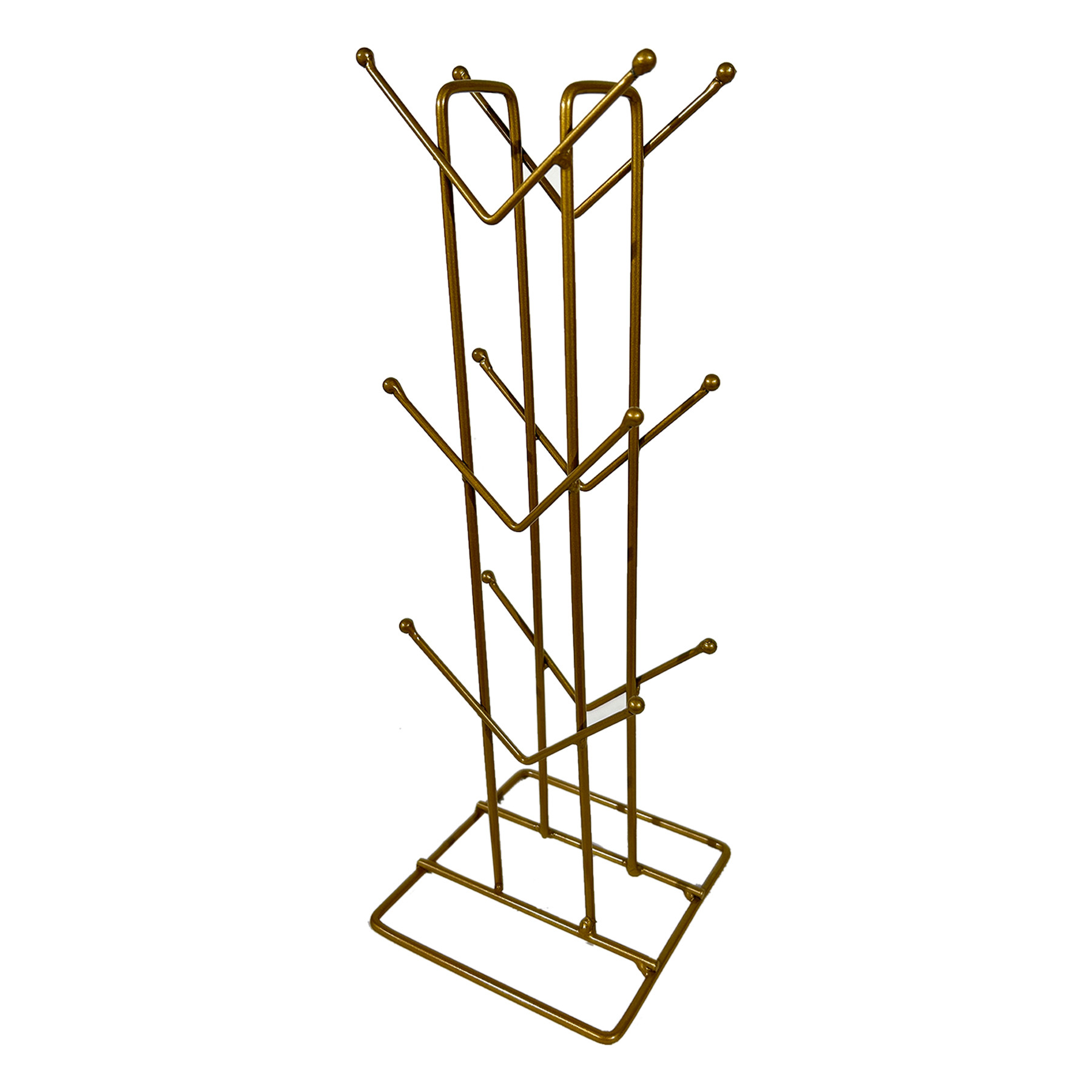 Kuber Industries Kitchen Stand | Cup Stand For Kitchen | Coffee And Tea Mug Holder | Dinning Tabel Cup Stand for Kitchen | Organizer for Kitchen | 12 Hook Cup Stand Hanger | Gold