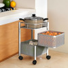 Kitchen Storage Rack | 2-Tier Square Multipurpose Storage Trolley with Wheels | Revolving Vegetable Rack | Metal Fruit Rack | Silver