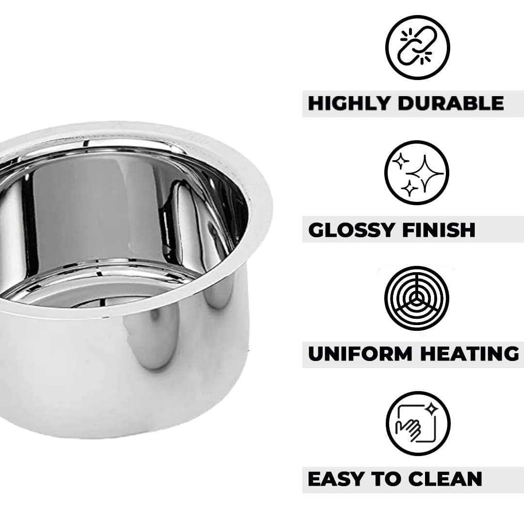 Kuber Industries Kitchen Tope Combo Set | Hard Anodized Patila | Non Stick Tope Set | Stove & Induction Cookware Combo Set | 800 ML|1000 ML|1400 ML|1900 ML|2400 ML | Set of 5 | Silver