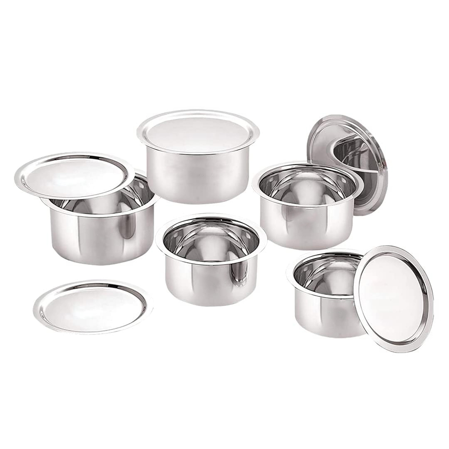 Kuber Industries Kitchen Tope Combo Set | Hard Anodized Patila with Lid | Non Stick Tope Set | Stove & Induction Cookware Combo Set | 800 ML|1000 ML|1400 ML|1900 ML|2400 ML | Set of 5 | Silver