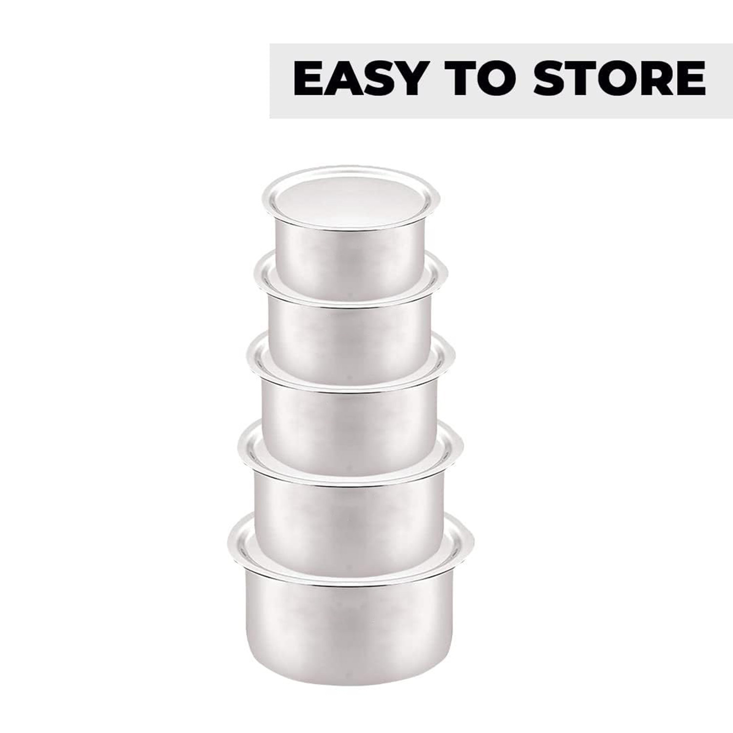 Kuber Industries Kitchen Tope Combo Set | Hard Anodized Patila with Lid | Non Stick Tope Set | Stove & Induction Cookware Combo Set | 800 ML|1000 ML|1400 ML|1900 ML|2400 ML | Set of 5 | Silver