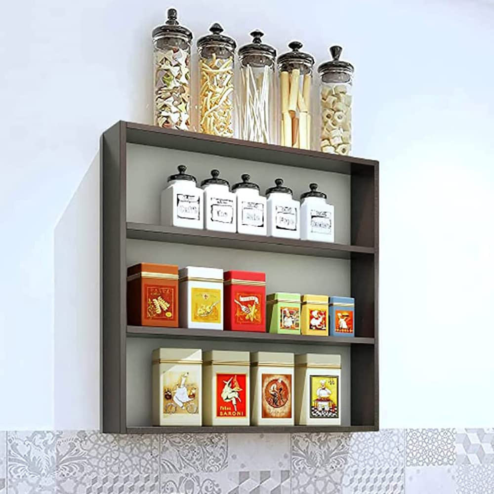 Kuber Industries Kitchen Wall Shelf|Wooden Handicraft Wall Mounted 3 Shelves for Kitchen|Multipurpose Storage Wall Shelf,30