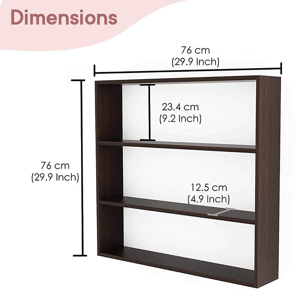 Kuber Industries Kitchen Wall Shelf|Wooden Handicraft Wall Mounted 3 Shelves for Kitchen|Multipurpose Storage Wall Shelf,30