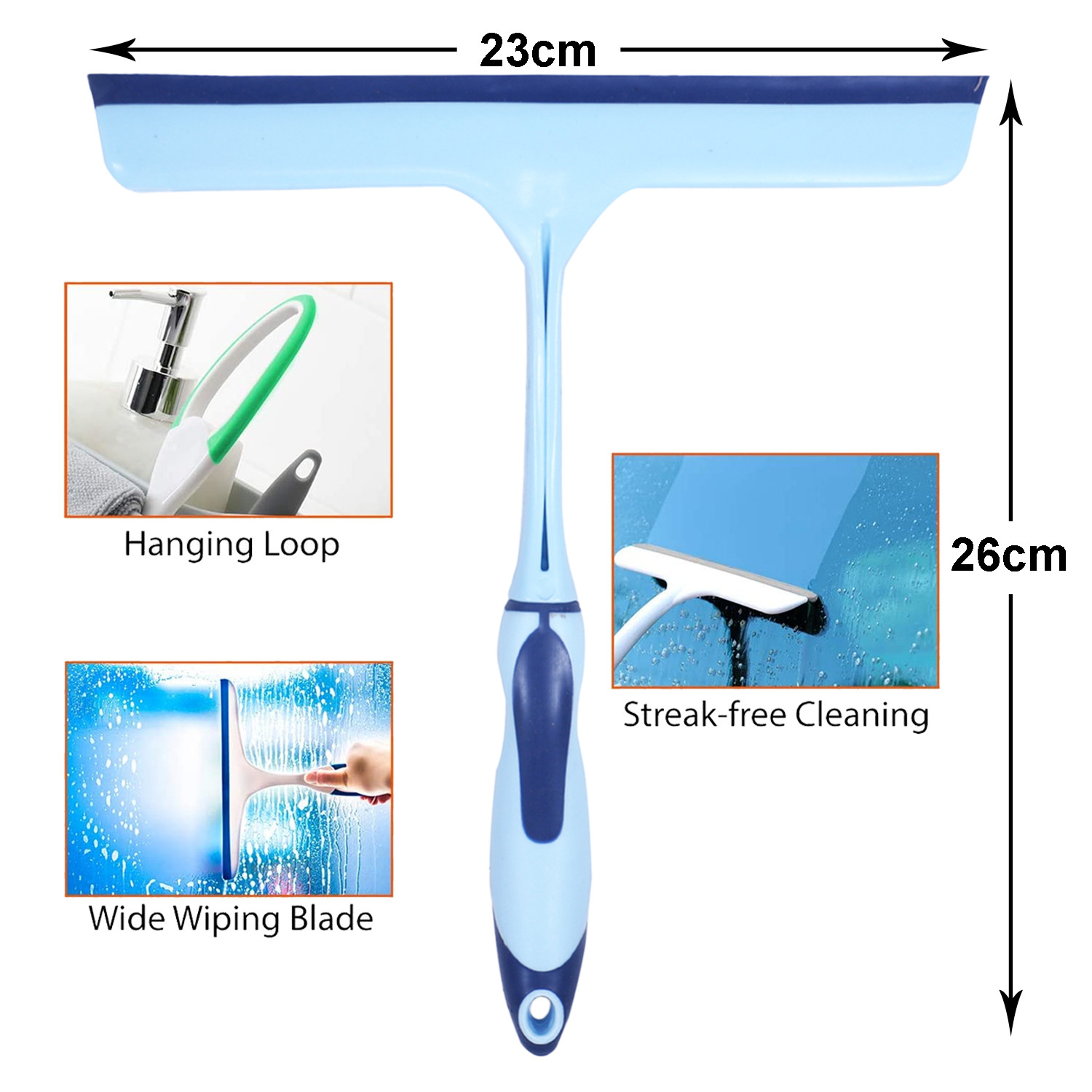 Kuber Industries Kitchen Wiper|Plastic Kitchen Slabs Wiper|Wiper for Cleaning Slabs with Detachable Handle|Ideal For Windows|Glass & Car Windshield (Sky Blue)